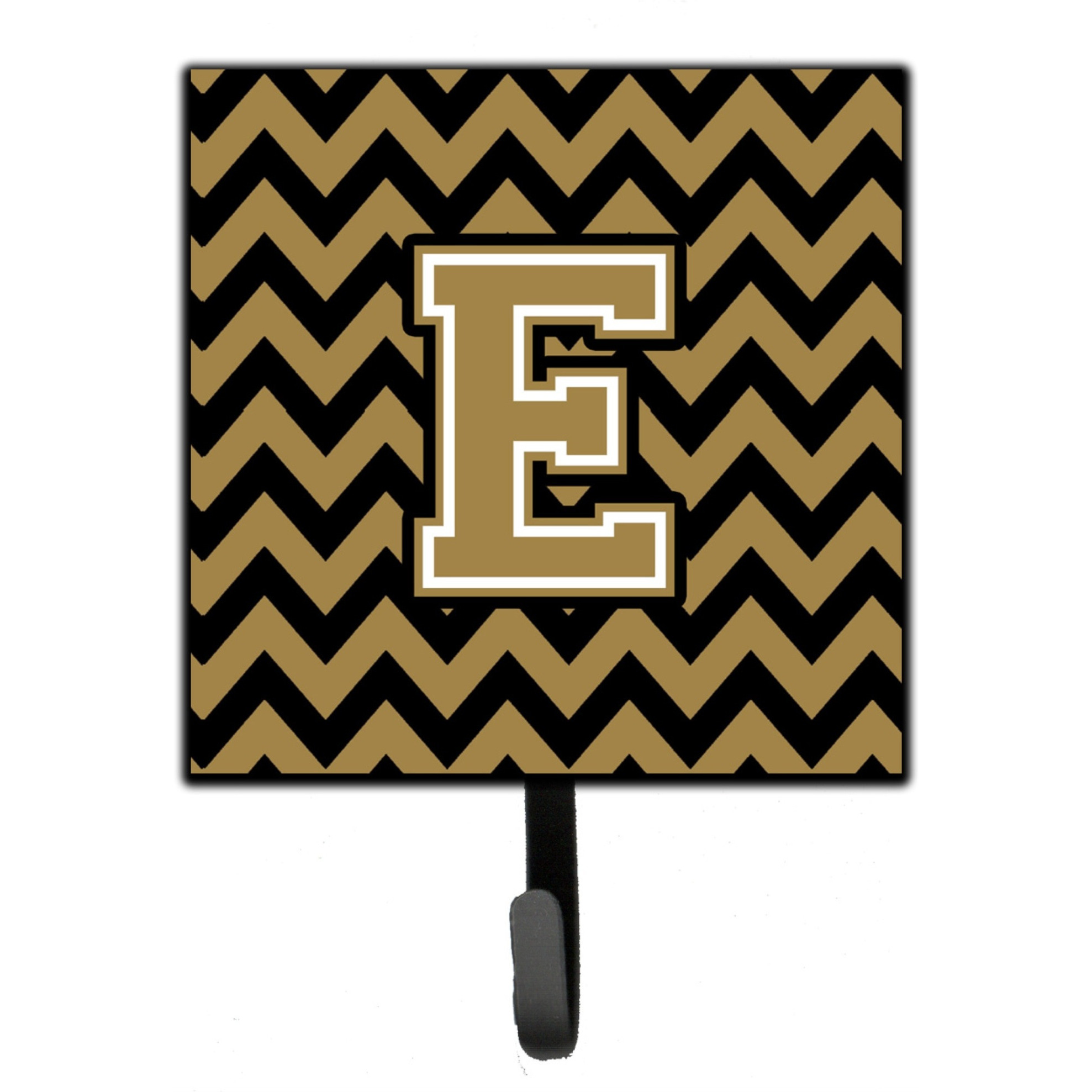 &quotCaroline's Treasures Letter E Chevron Black and Gold Leash or Key Holder CJ1050-ESH4, Small, Multicolor"