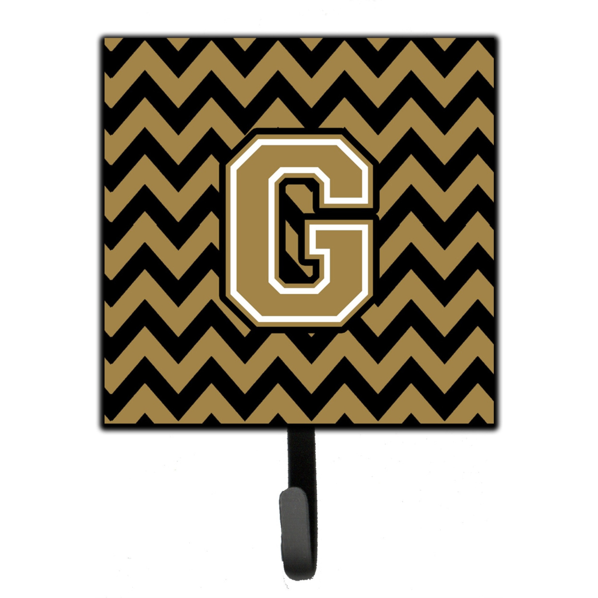 &quotCaroline's Treasures Letter G Chevron Black and Gold Leash or Key Holder CJ1050-GSH4, Small, Multicolor"