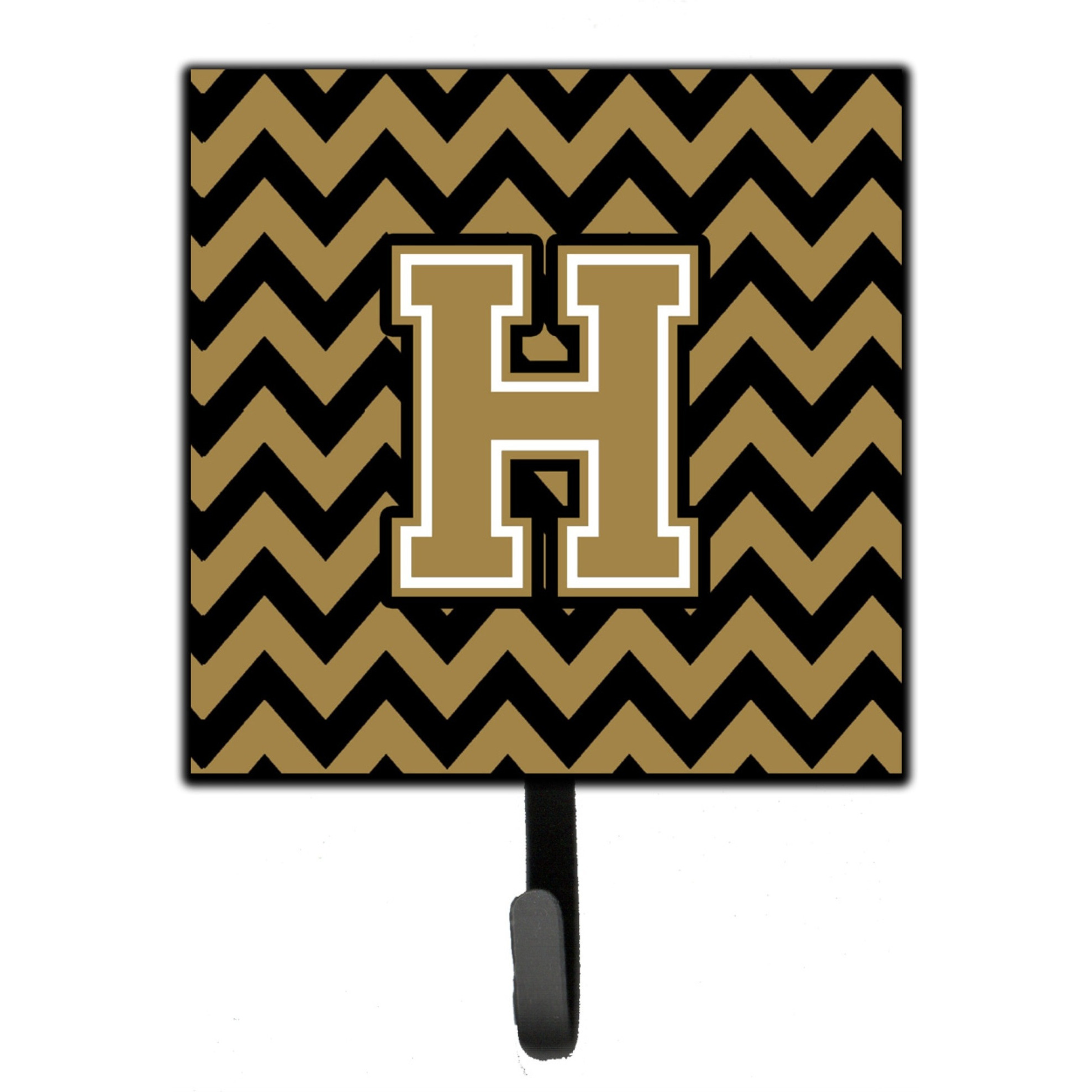 &quotCaroline's Treasures Letter H Chevron Black and Gold Leash or Key Holder CJ1050-HSH4, Small, Multicolor"