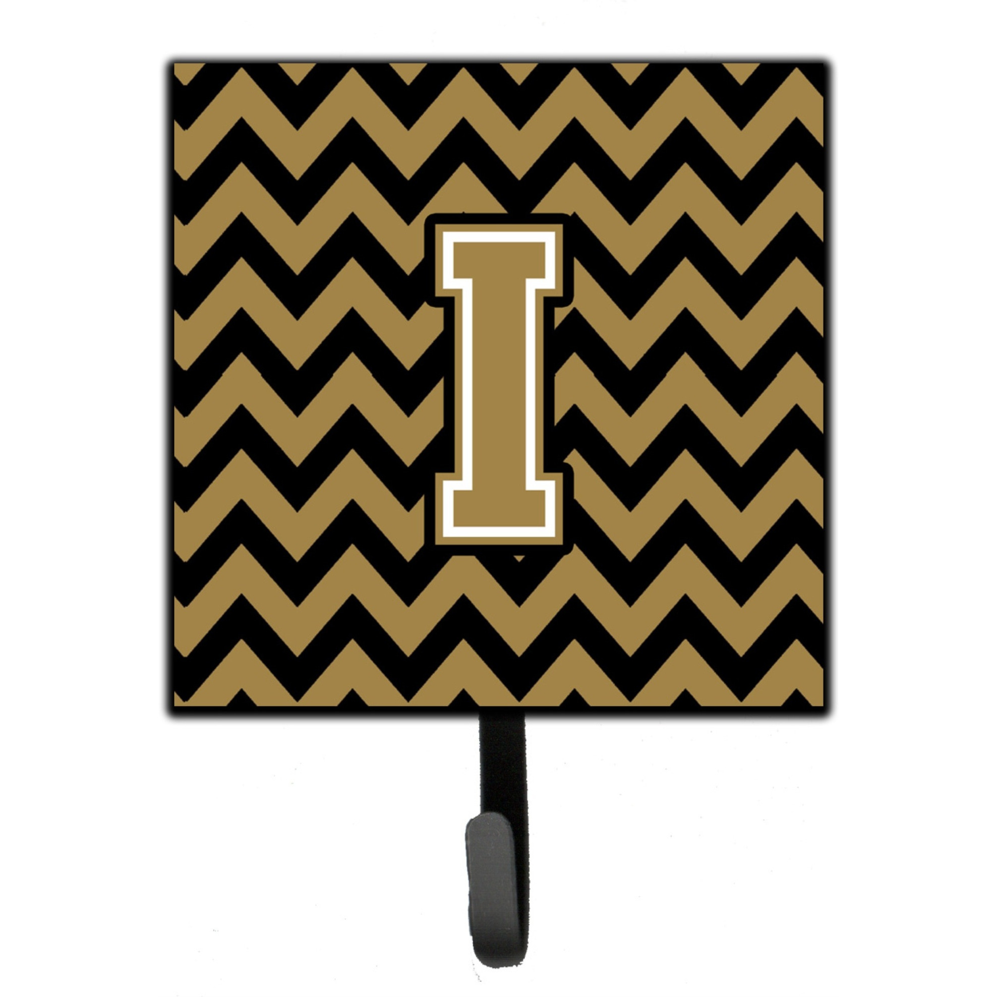&quotCaroline's Treasures Letter I Chevron Black and Gold Leash or Key Holder CJ1050-ISH4, Small, Multicolor"