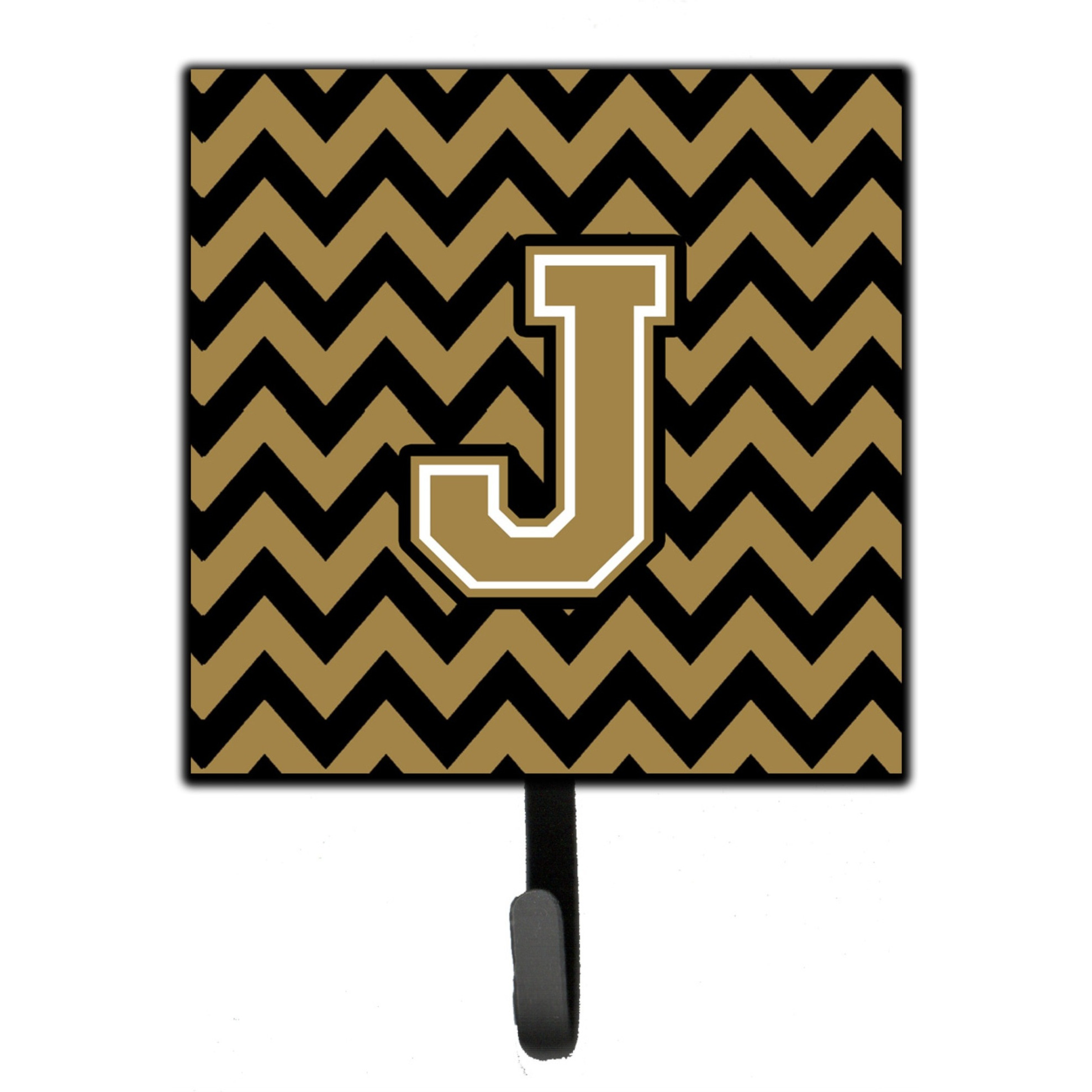 &quotCaroline's Treasures Letter J Chevron Black and Gold Leash or Key Holder CJ1050-JSH4, Small, Multicolor"