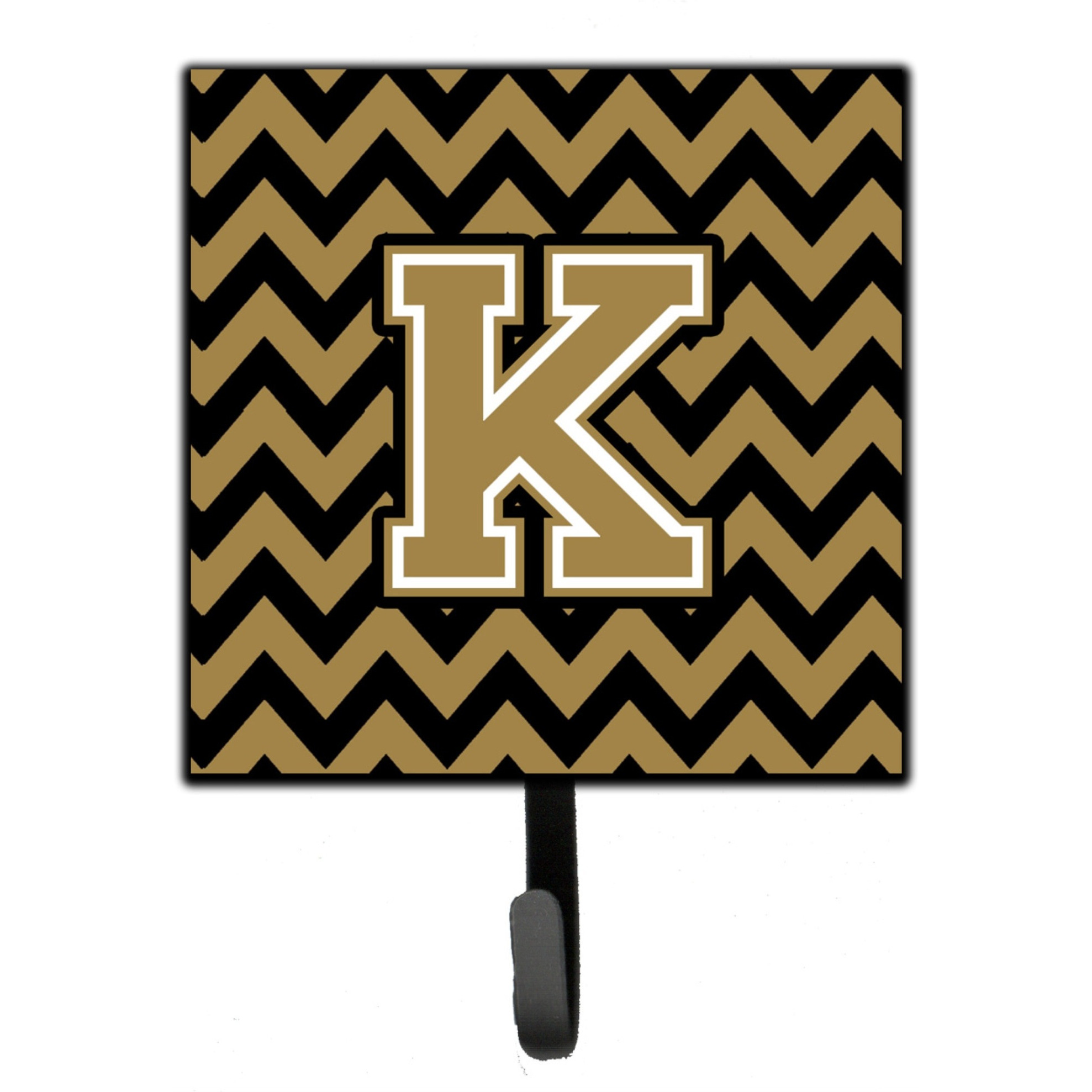 &quotCaroline's Treasures Letter K Chevron Black and Gold Leash or Key Holder CJ1050-KSH4, Small, Multicolor"
