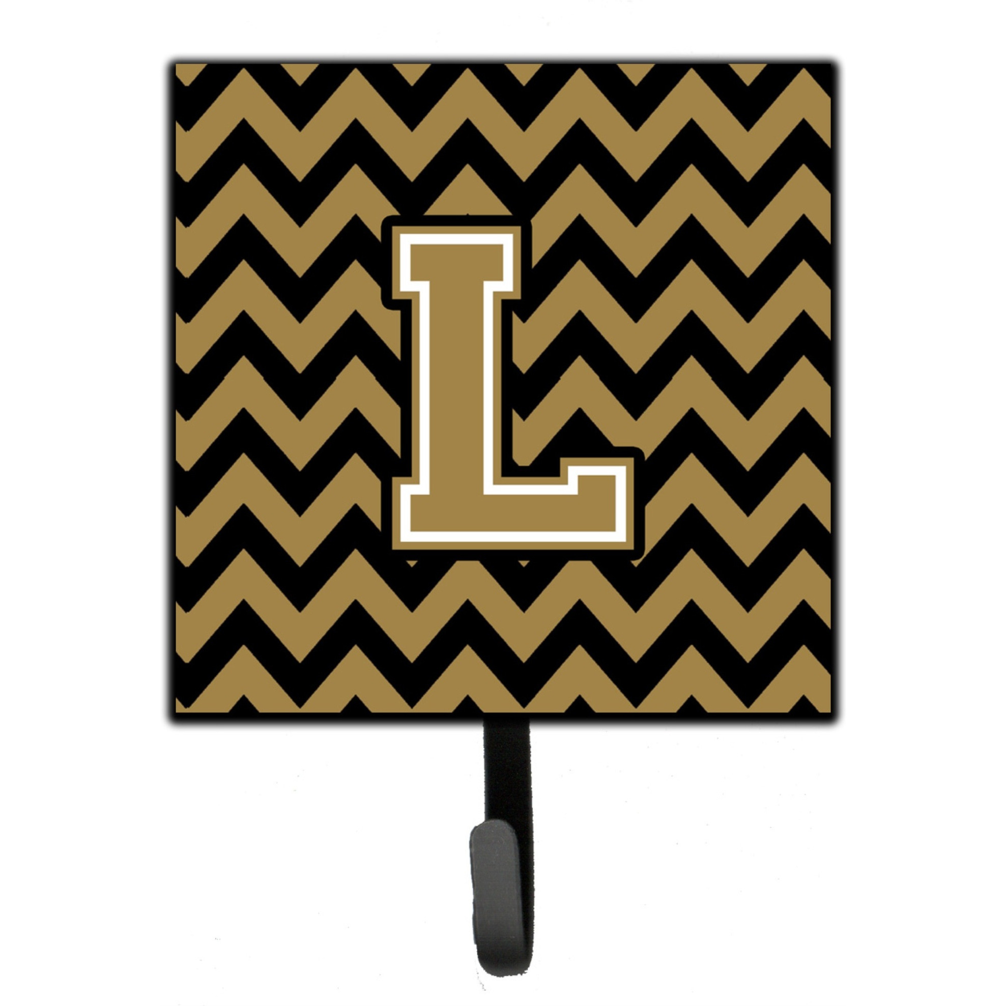 &quotCaroline's Treasures Letter L Chevron Black and Gold Leash or Key Holder CJ1050-LSH4, Small, Multicolor"