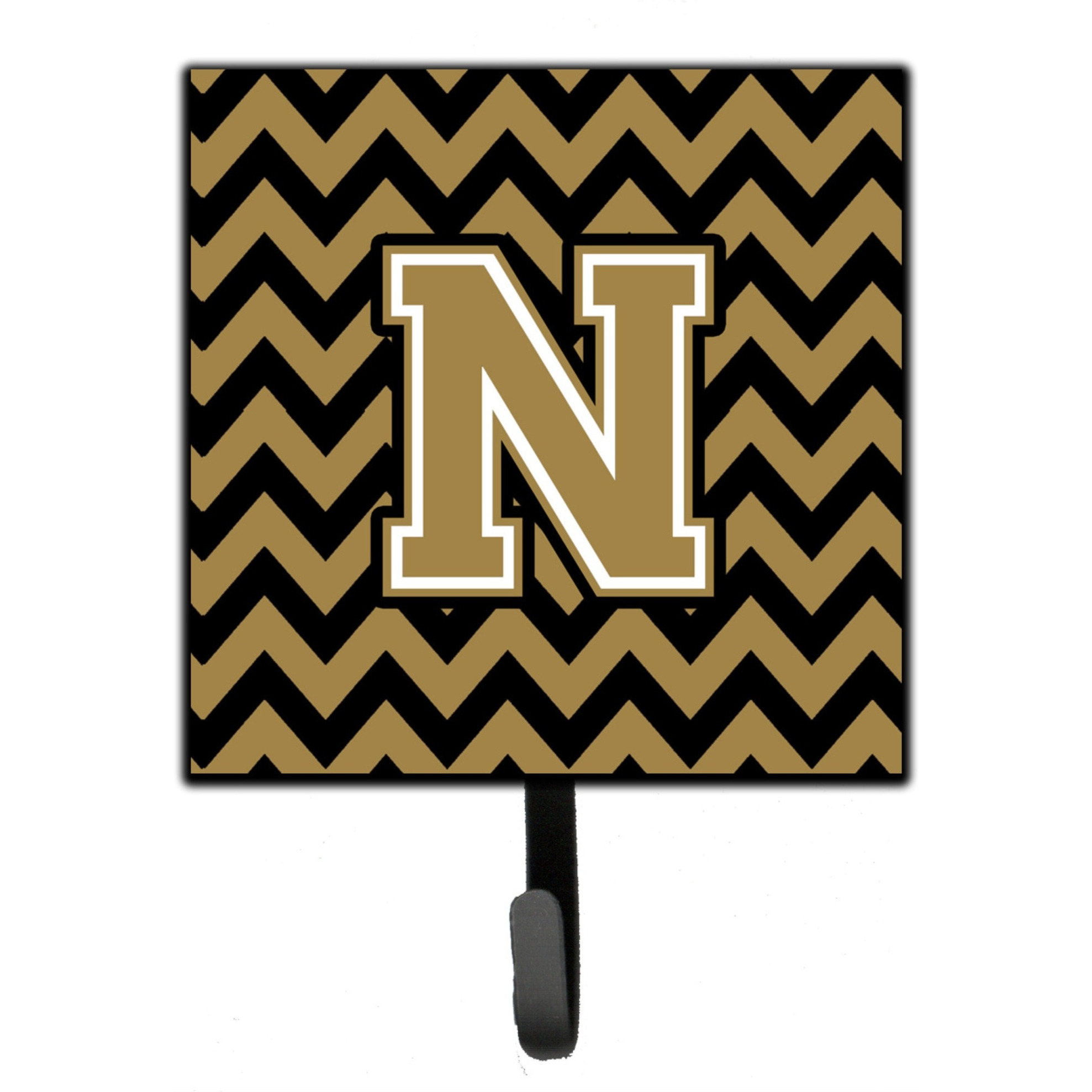 &quotCaroline's Treasures Letter N Chevron Black and Gold Leash or Key Holder CJ1050-NSH4, Small, Multicolor"