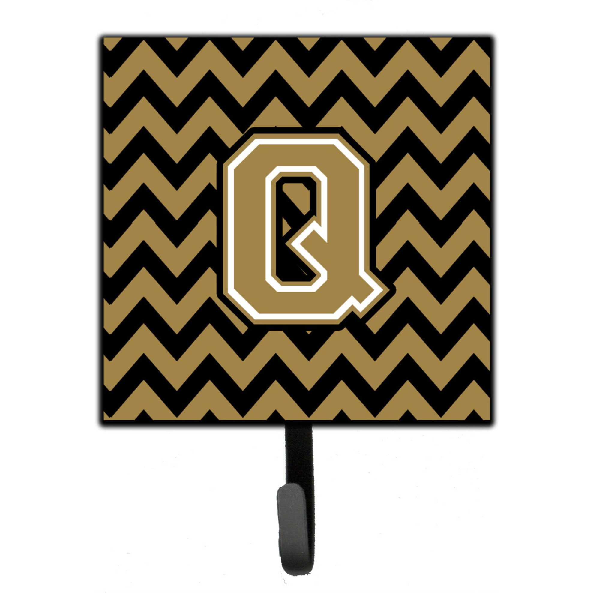 &quotCaroline's Treasures Letter Q Chevron Black and Gold Leash or Key Holder CJ1050-QSH4, Small, Multicolor"