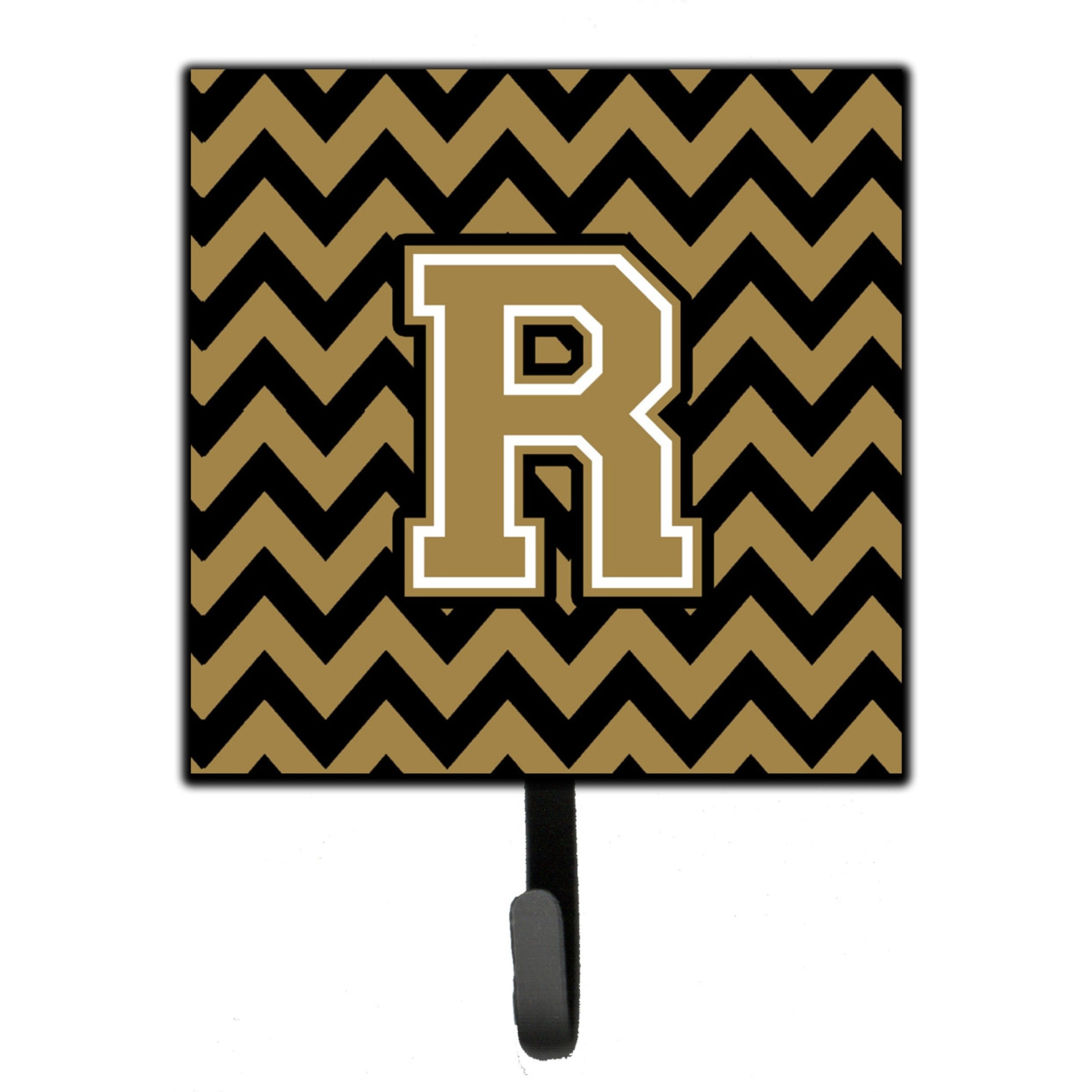 &quotCaroline's Treasures Letter R Chevron Black and Gold Leash or Key Holder CJ1050-RSH4, Small, Multicolor"