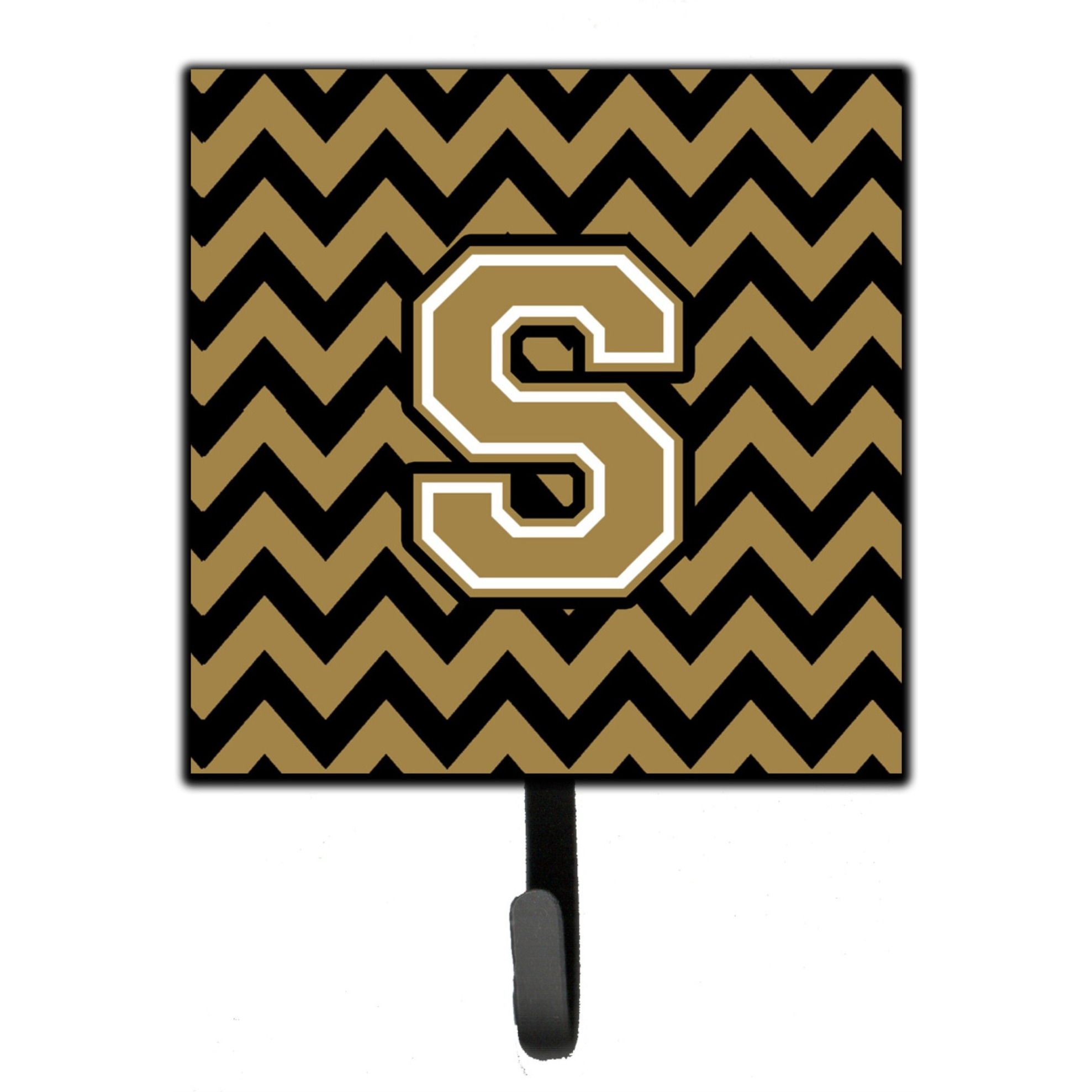 &quotCaroline's Treasures Letter S Chevron Black and Gold Leash or Key Holder CJ1050-SSH4, Small, Multicolor"