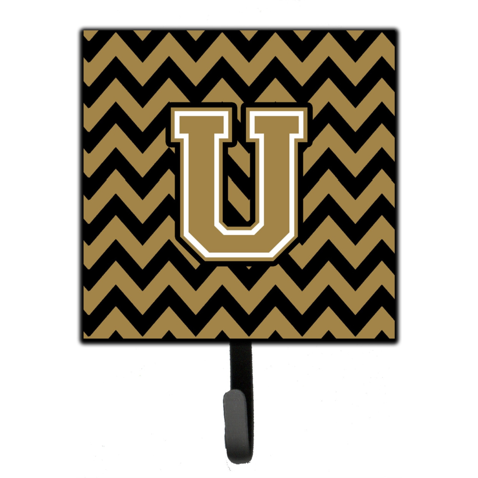 &quotCaroline's Treasures Letter U Chevron Black and Gold Leash or Key Holder CJ1050-USH4, Small, Multicolor"