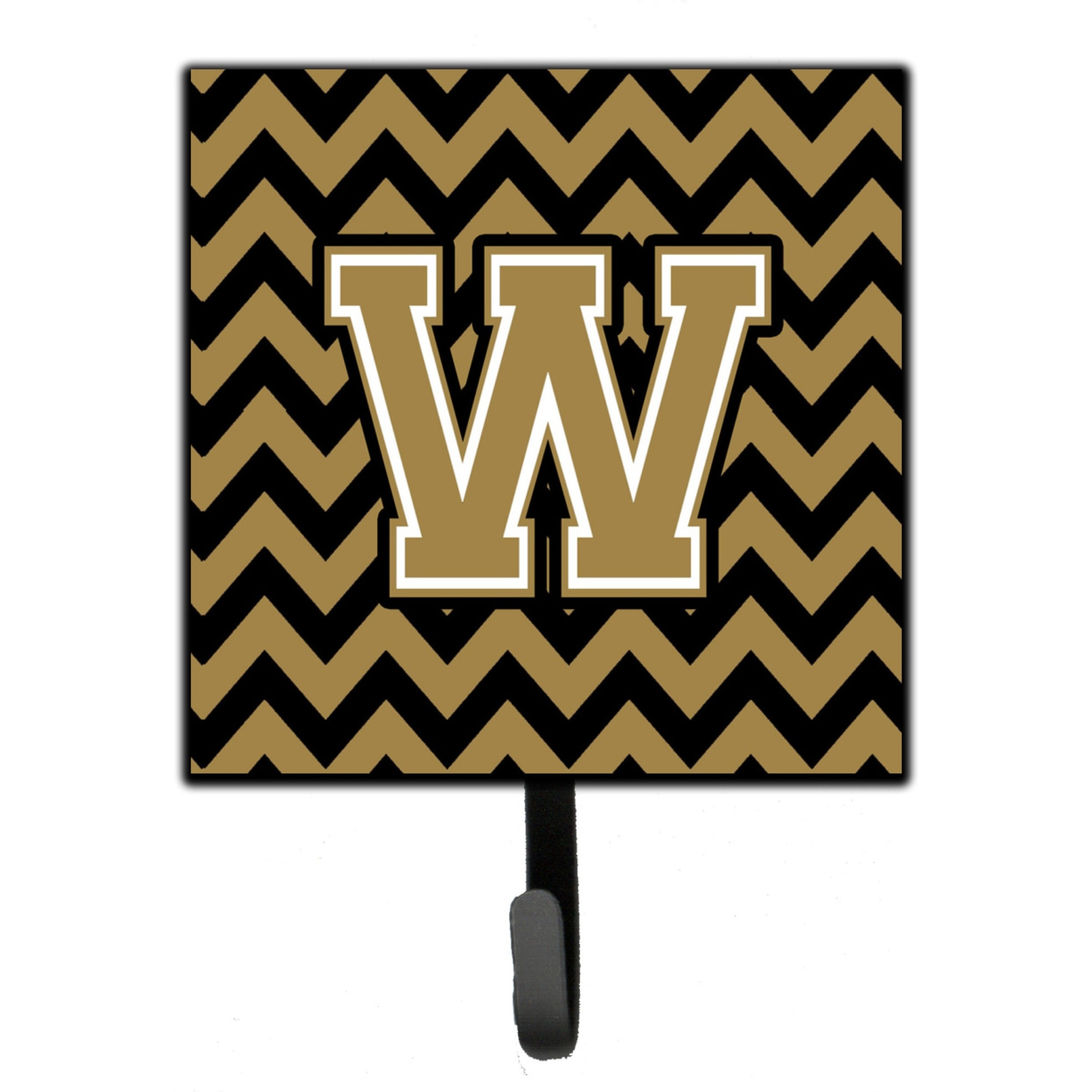 &quotCaroline's Treasures Letter W Chevron Black and Gold Leash or Key Holder CJ1050-WSH4, Small, Multicolor"