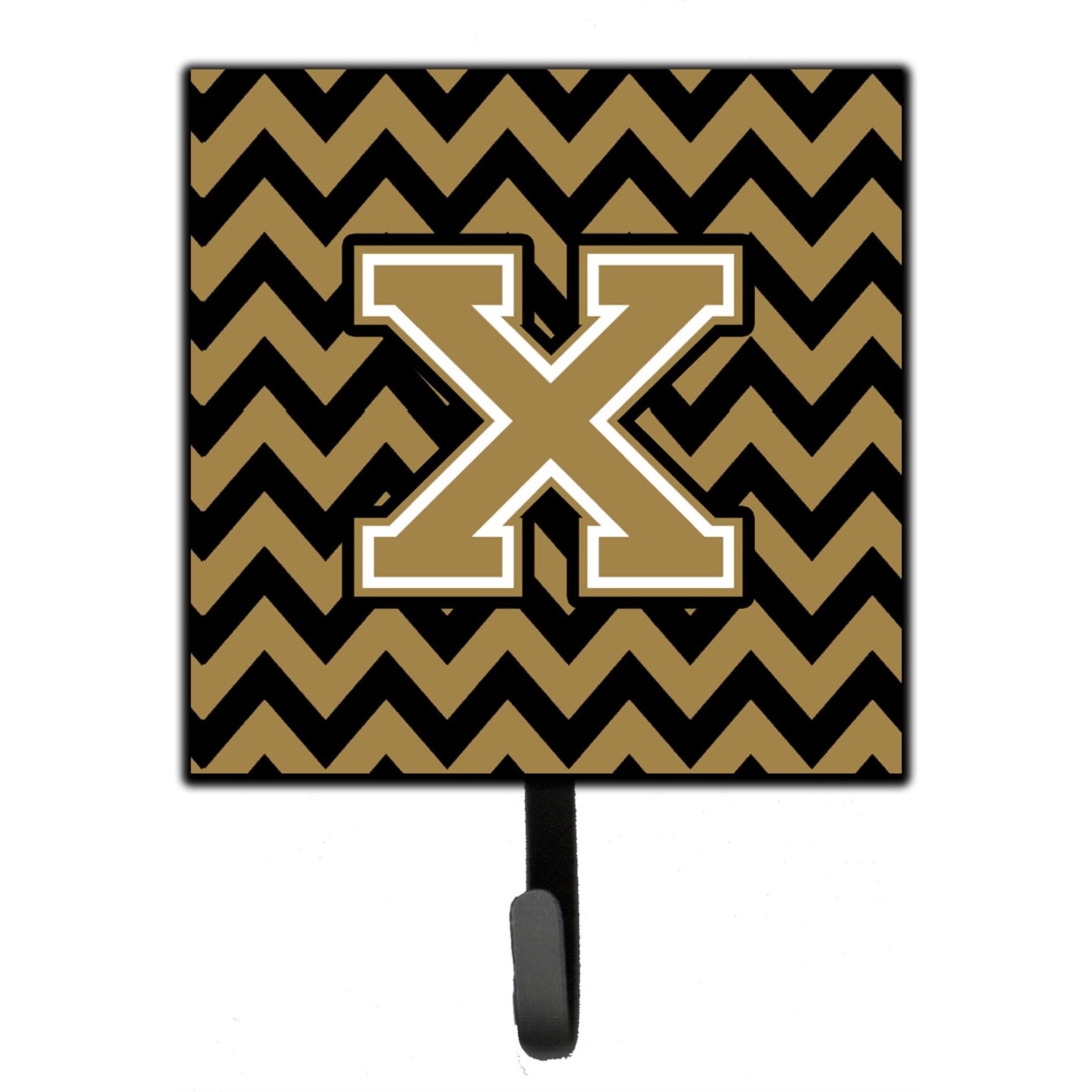 &quotCaroline's Treasures Letter X Chevron Black and Gold Leash or Key Holder CJ1050-XSH4, Small, Multicolor"