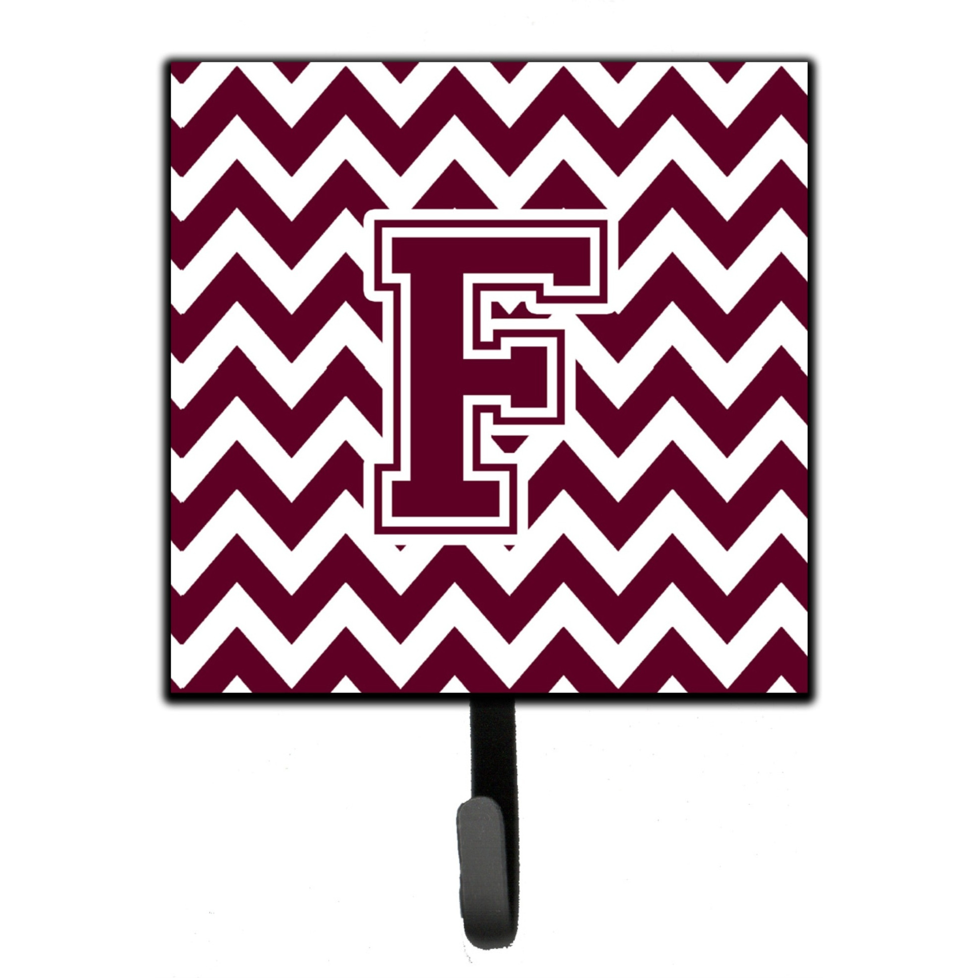 &quotCaroline's Treasures Letter F Chevron Maroon and White Leash or Key Holder CJ1051-FSH4, Small, Multicolor"
