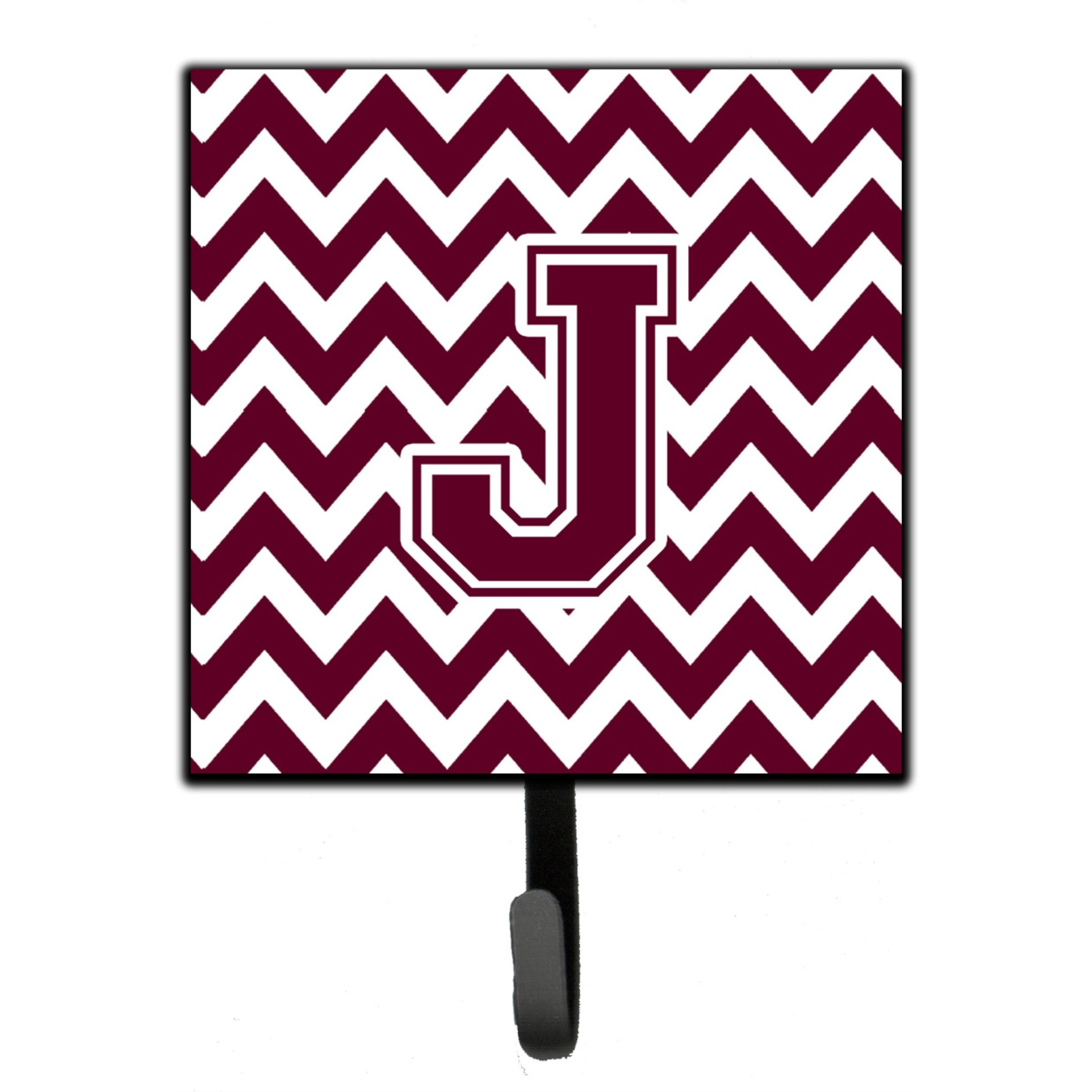&quotCaroline's Treasures Letter J Chevron Maroon and White Leash or Key Holder CJ1051-JSH4, Small, Multicolor"