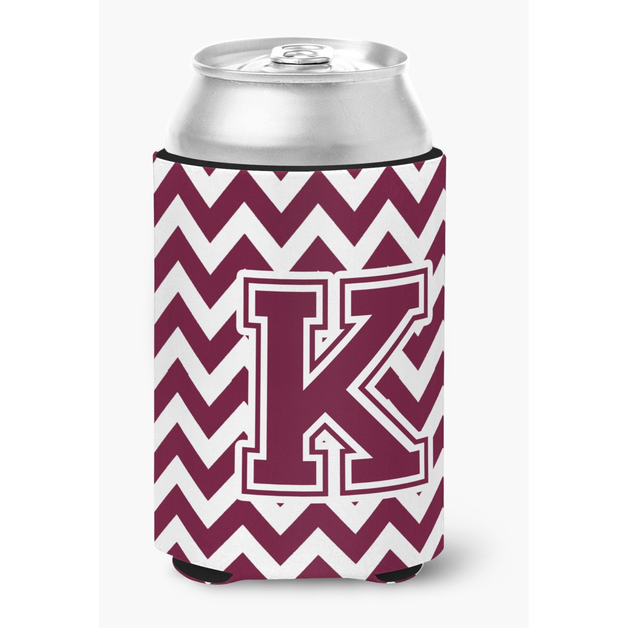 &quotCaroline's Treasures CJ1051-KCC Letter K Chevron Maroon and White Can or Bottle Hugger, Multicolor"