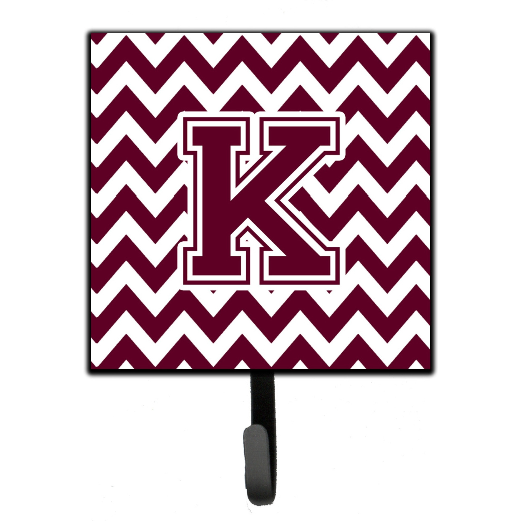 &quotCaroline's Treasures Letter K Chevron Maroon and White Leash or Key Holder CJ1051-KSH4, Small, Multicolor"