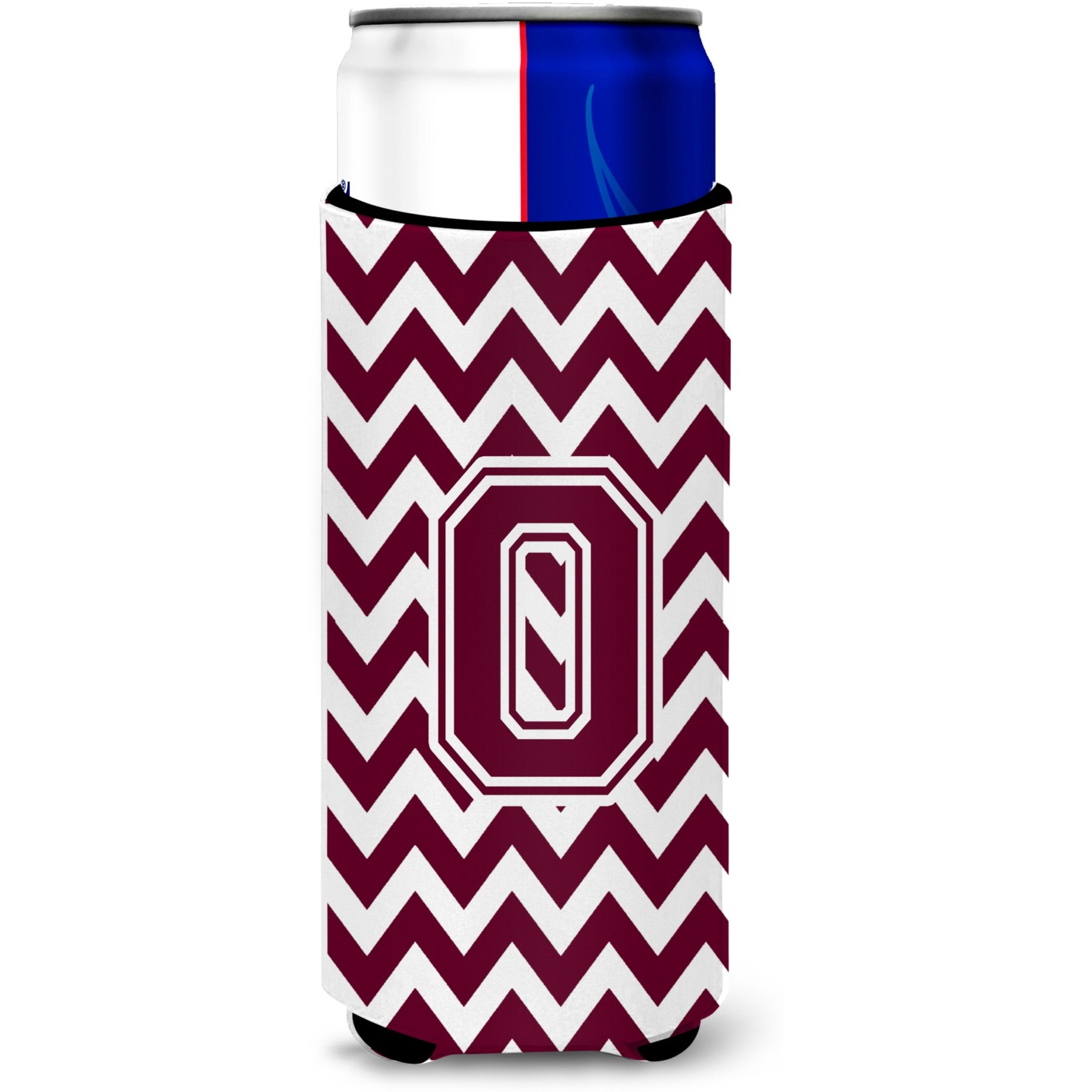 Letter O Chevron Maroon and White  Ultra Beverage Insulators for slim cans CJ1051-OMUK