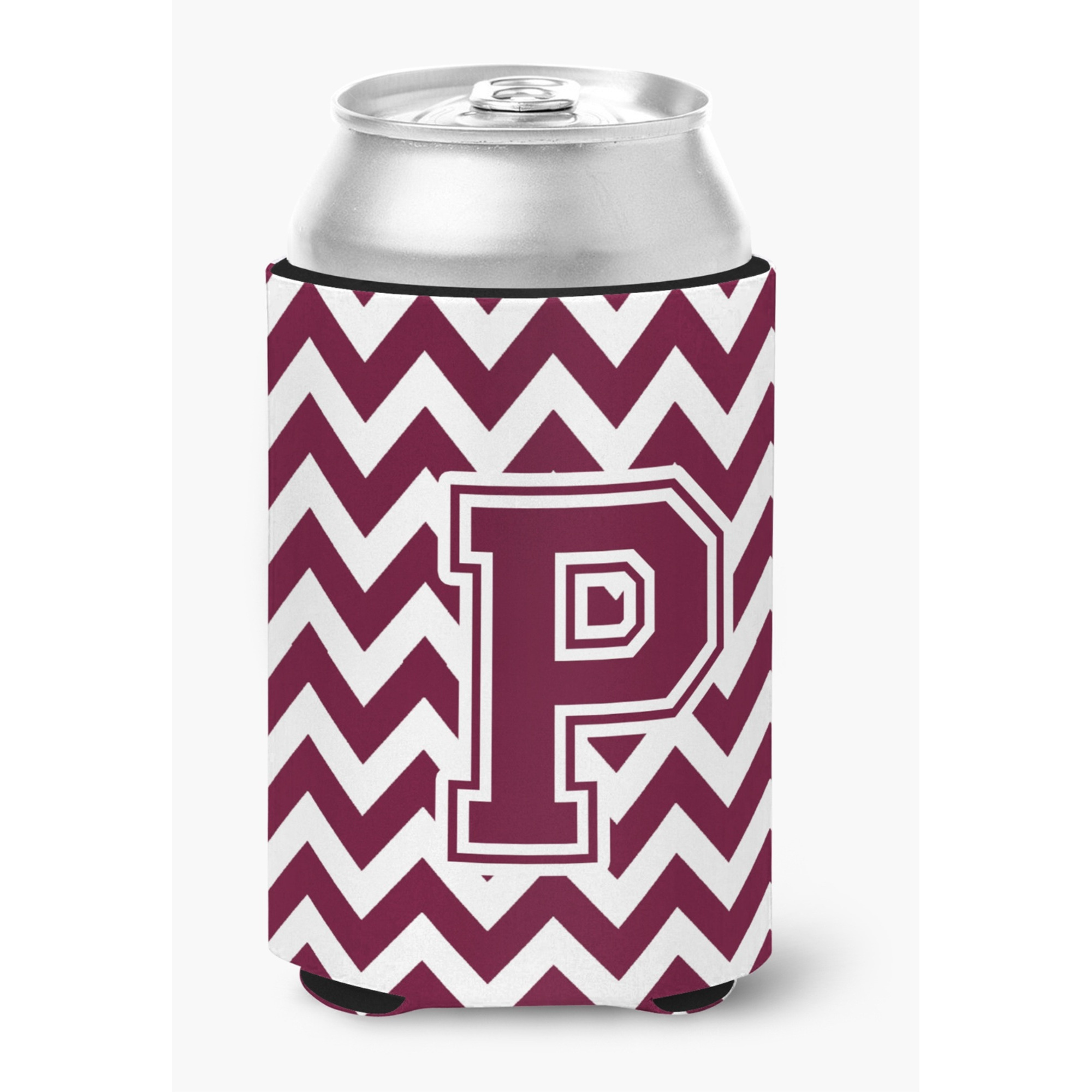 &quotCaroline's Treasures CJ1051-PCC Letter P Chevron Maroon and White Can or Bottle Hugger, Multicolor"