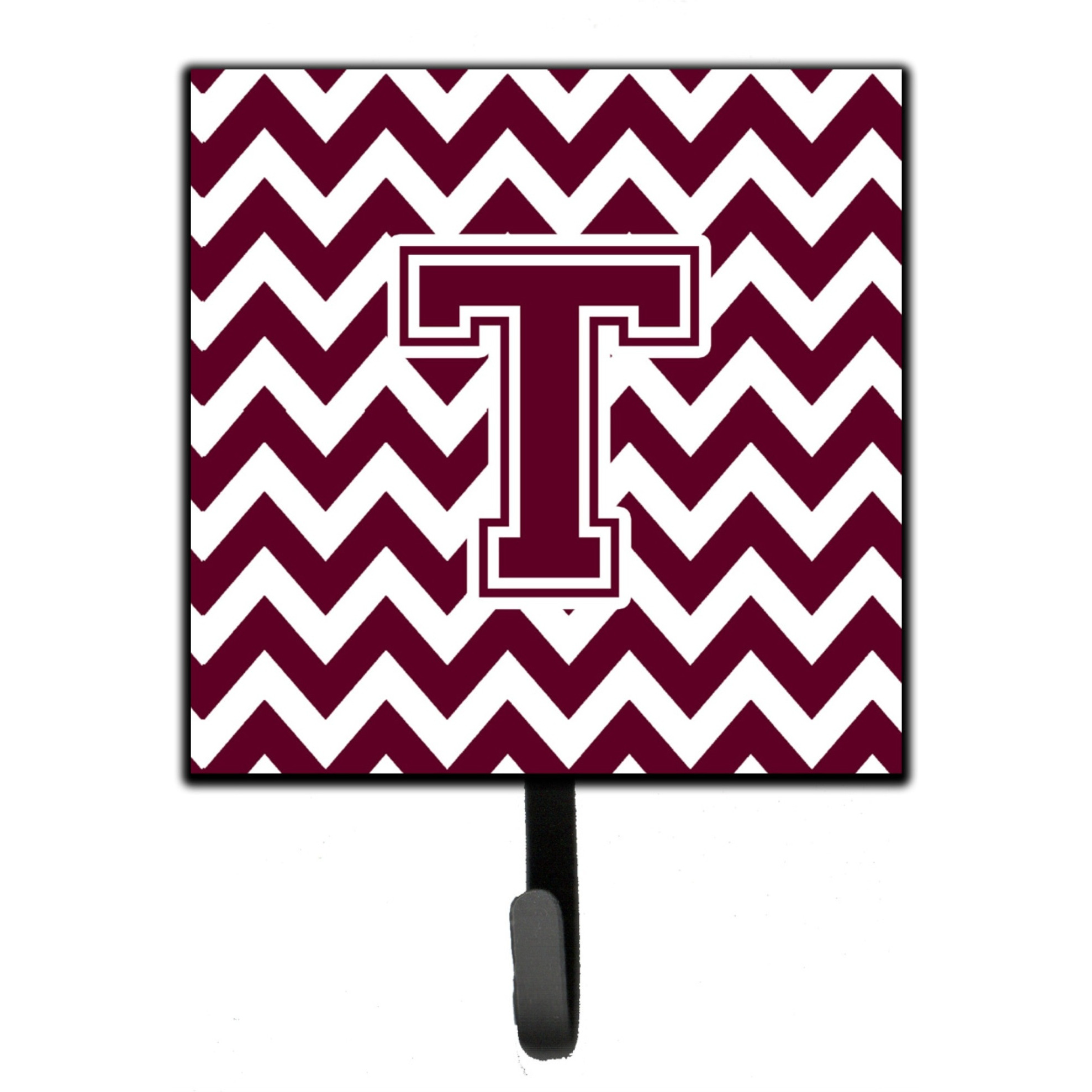 &quotCaroline's Treasures Letter T Chevron Maroon and White Leash or Key Holder CJ1051-TSH4, Small, Multicolor"