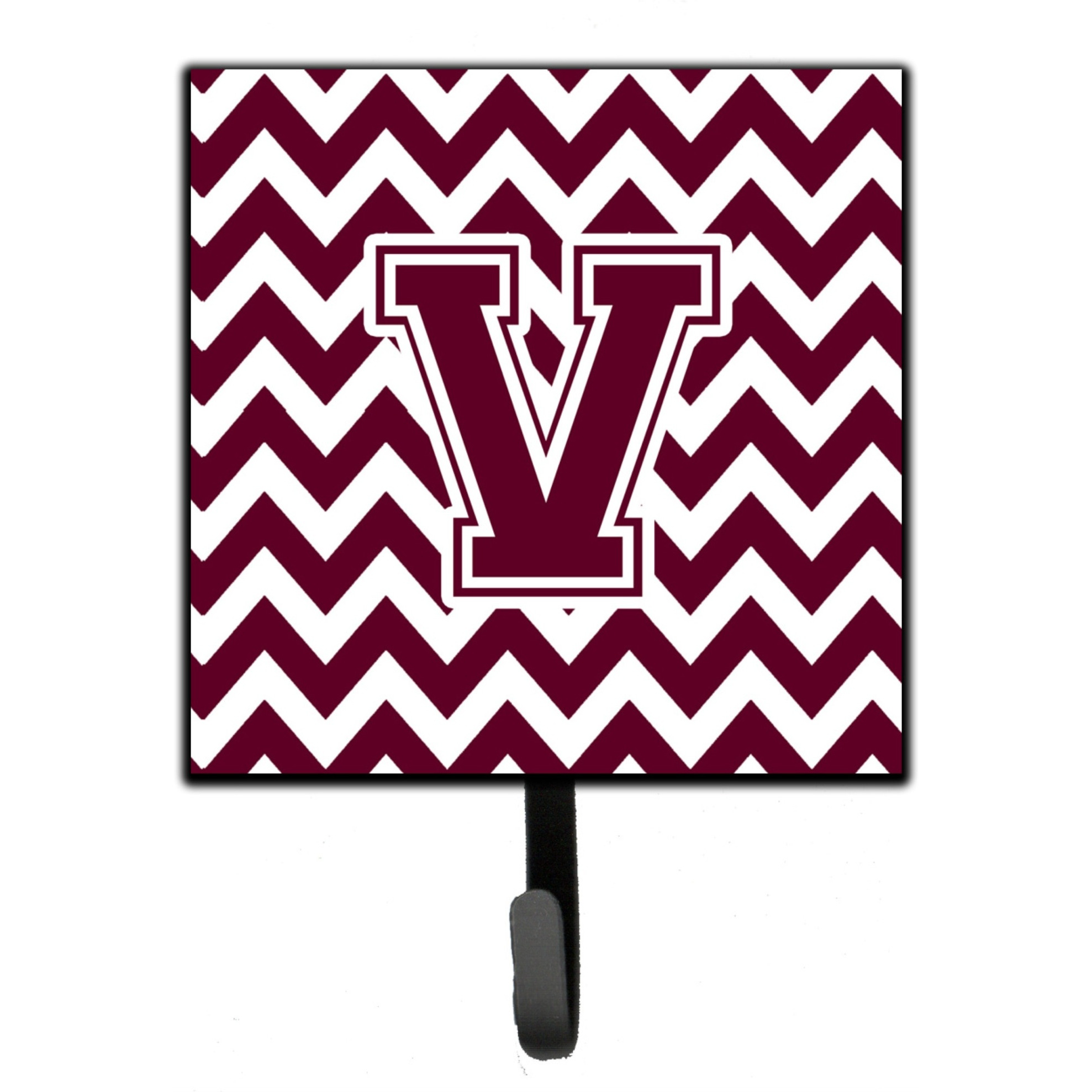 &quotCaroline's Treasures Letter V Chevron Maroon and White Leash or Key Holder CJ1051-VSH4, Small, Multicolor"