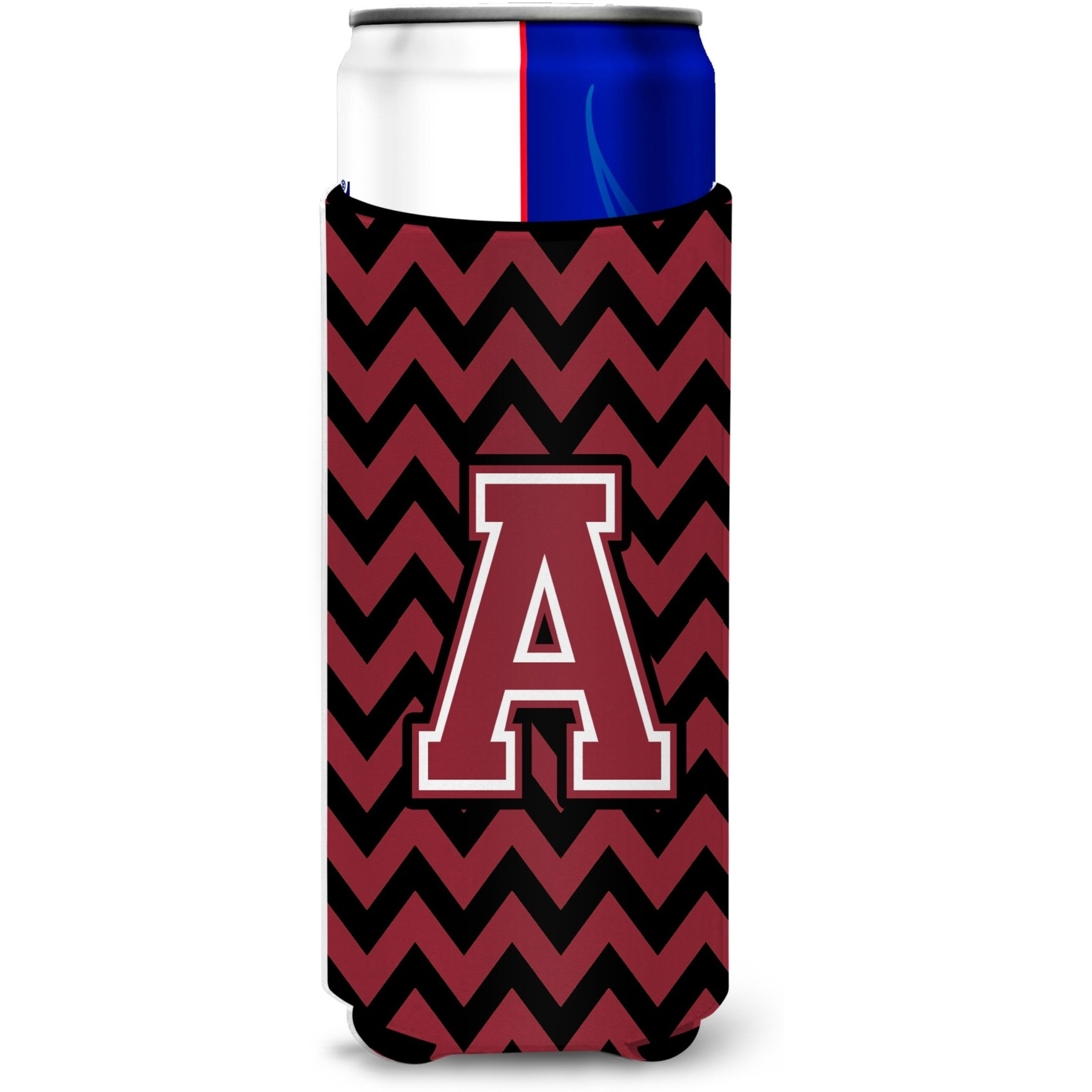 Letter A Chevron Garnet and Black  Ultra Beverage Insulators for slim cans CJ1052-AMUK