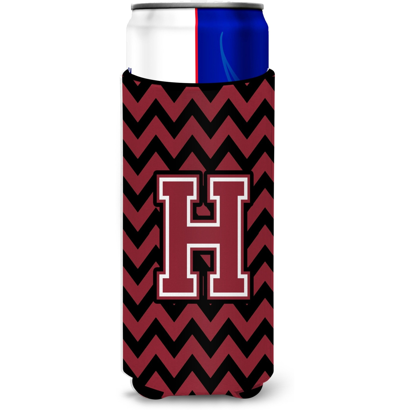 Letter H Chevron Garnet and Black  Ultra Beverage Insulators for slim cans CJ1052-HMUK