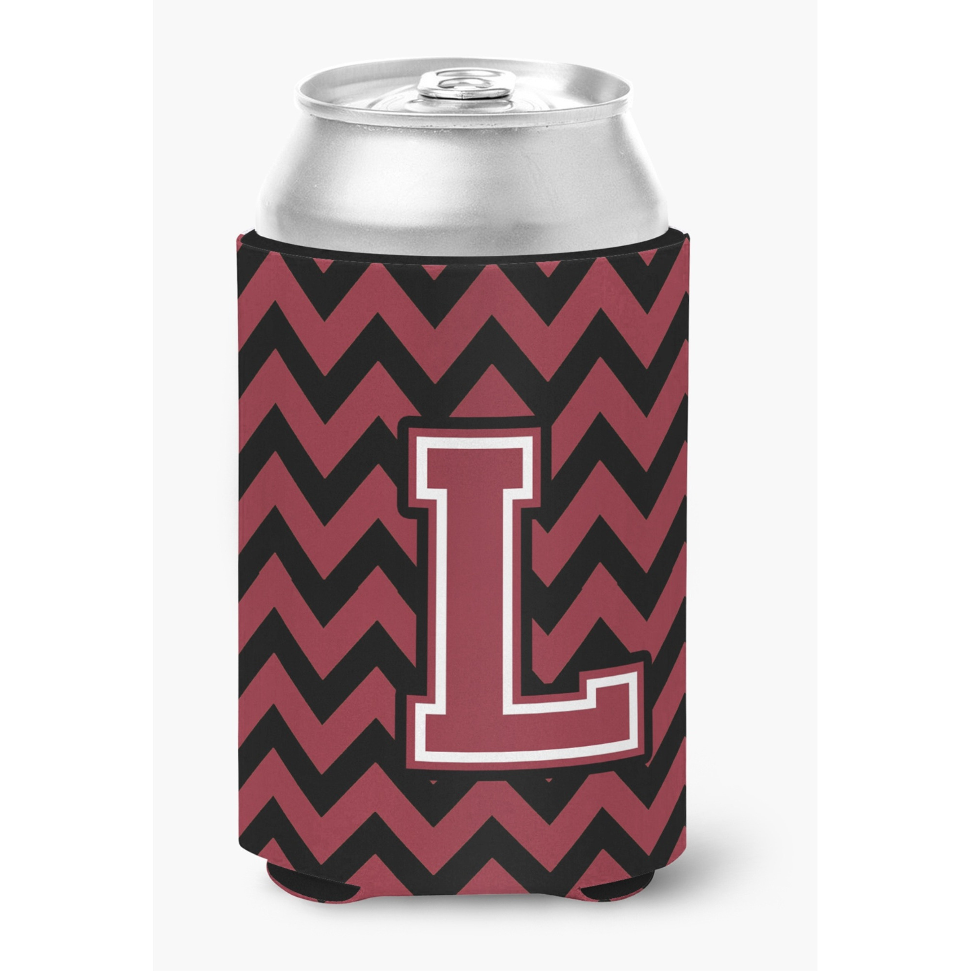 &quotCaroline's Treasures CJ1052-LCC Letter L Chevron Garnet and Black Can or Bottle Hugger, Multicolor"