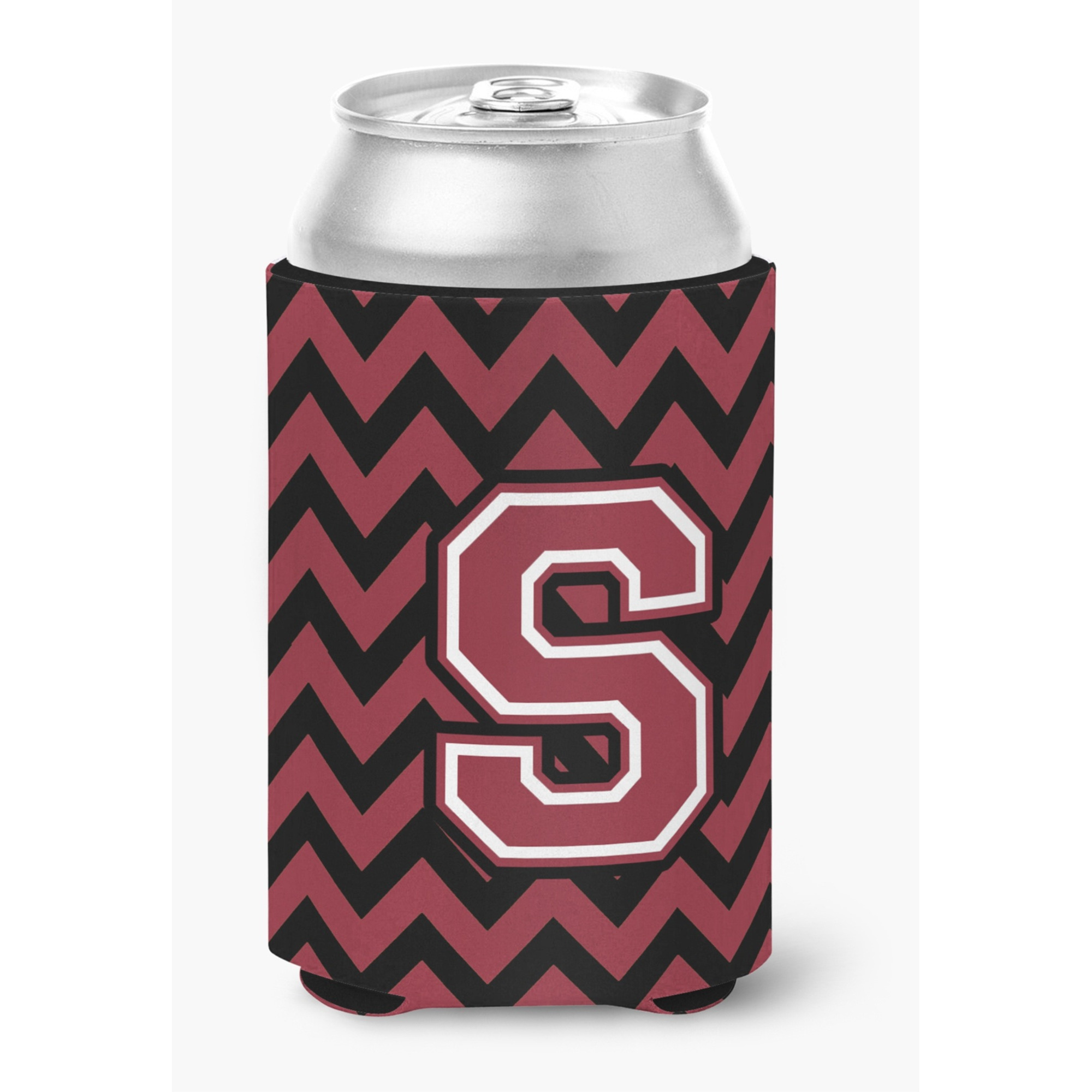 &quotCaroline's Treasures CJ1052-SCC Letter S Chevron Garnet and Black Can or Bottle Hugger, Multicolor"