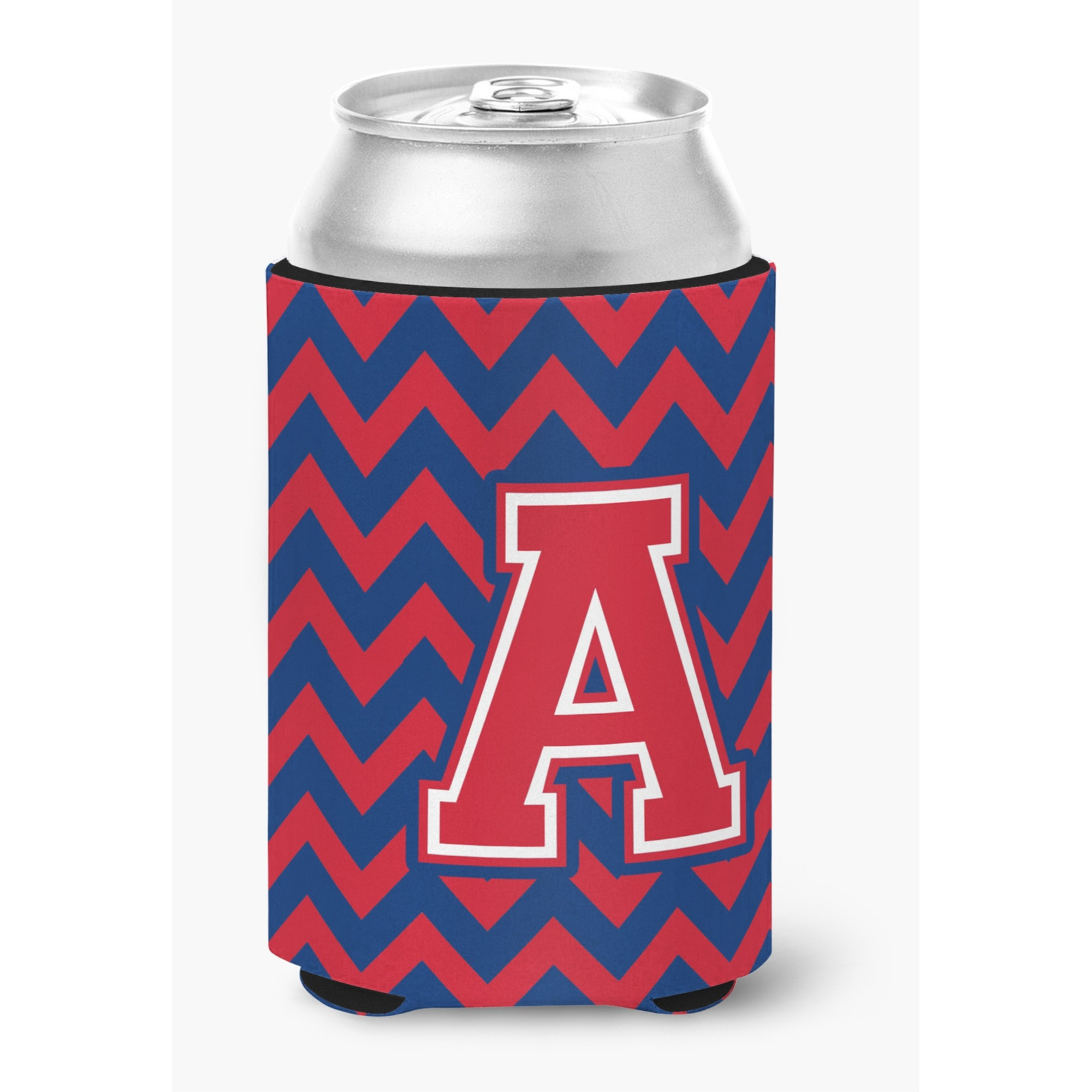 &quotCaroline's Treasures CJ1054-ACC Letter A Chevron Yale Blue and Crimson Can or Bottle Hugger, Multicolor"