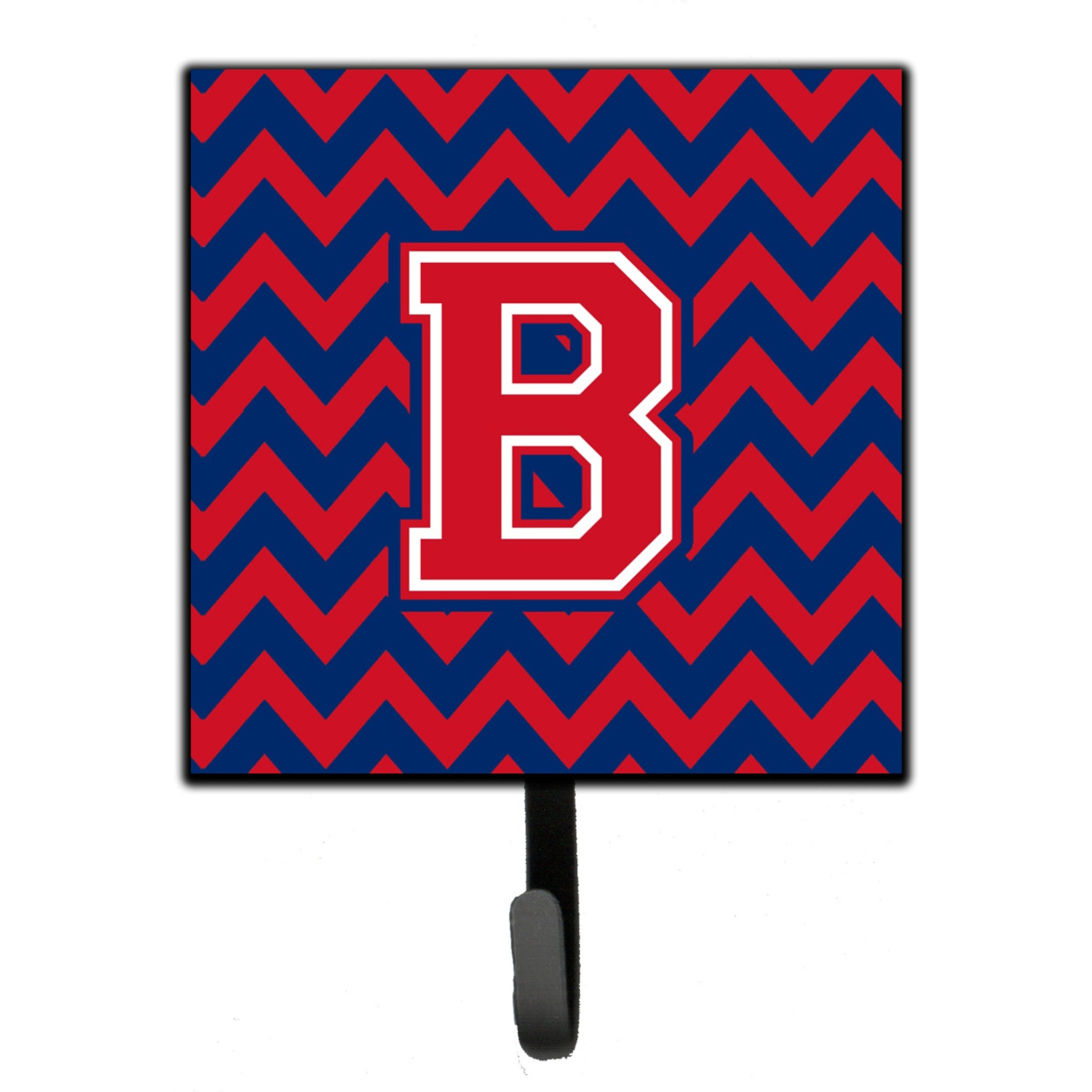 &quotCaroline's Treasures Letter B Chevron Yale Blue and Crimson Leash or Key Holder CJ1054-BSH4, Small, Multicolor"