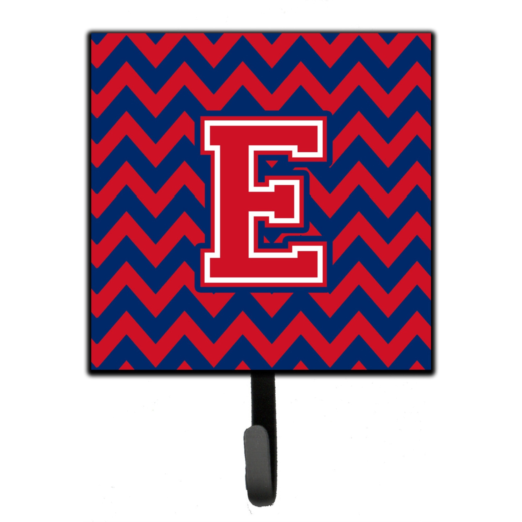 &quotCaroline's Treasures Letter E Chevron Yale Blue and Crimson Leash or Key Holder CJ1054-ESH4, Small, Multicolor"