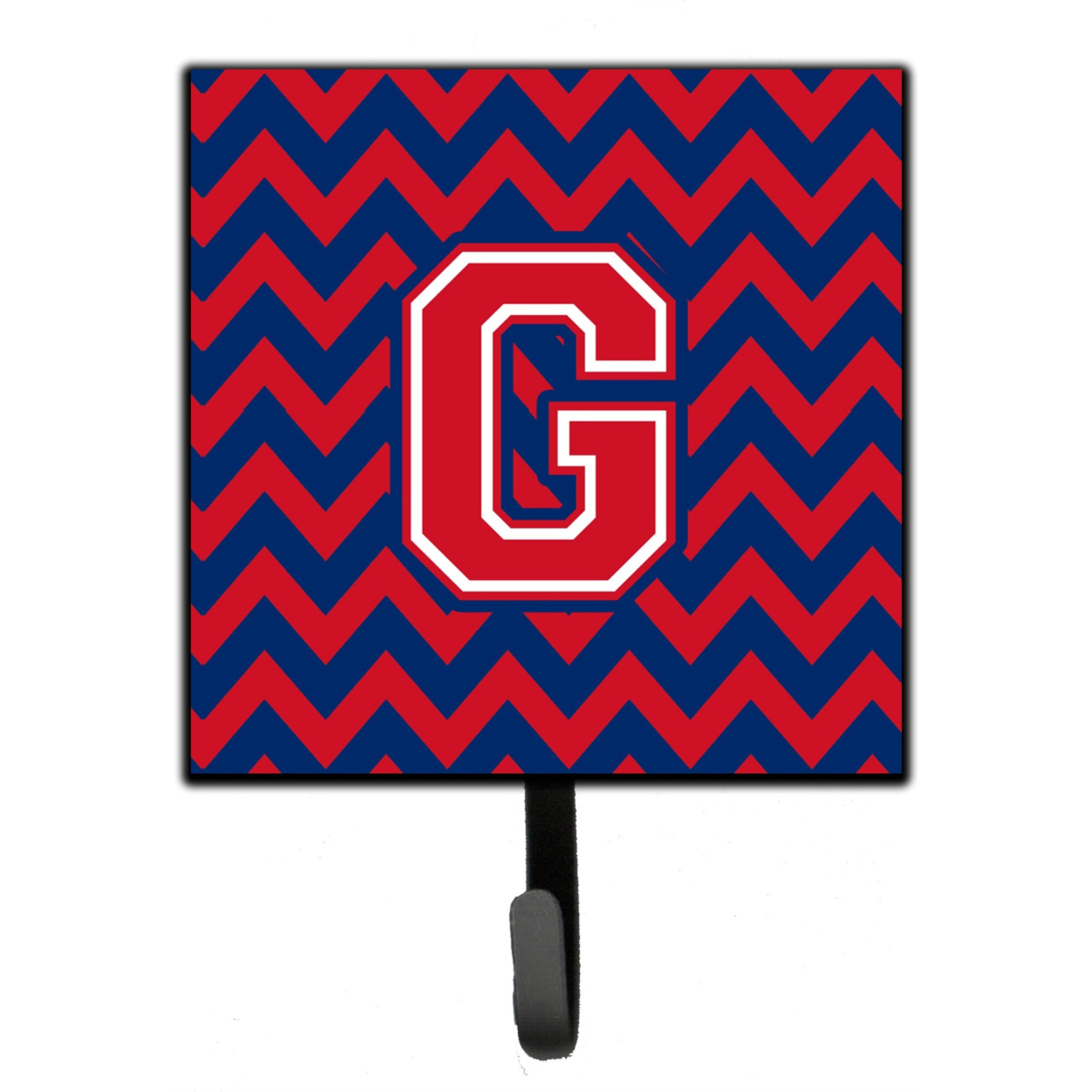 &quotCaroline's Treasures Letter G Chevron Yale Blue and Crimson Leash or Key Holder CJ1054-GSH4, Small, Multicolor"