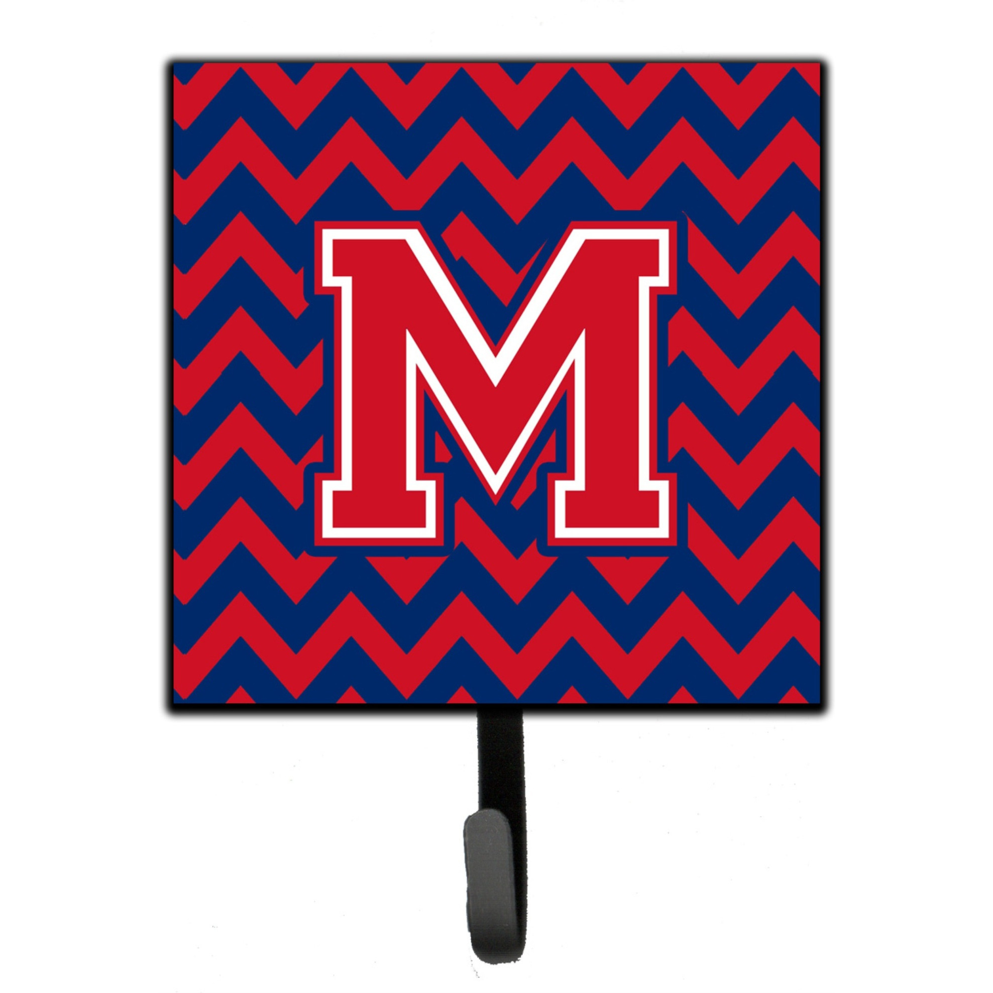 &quotCaroline's Treasures Letter M Chevron Yale Blue and Crimson Leash or Key Holder CJ1054-MSH4, Small, Multicolor"