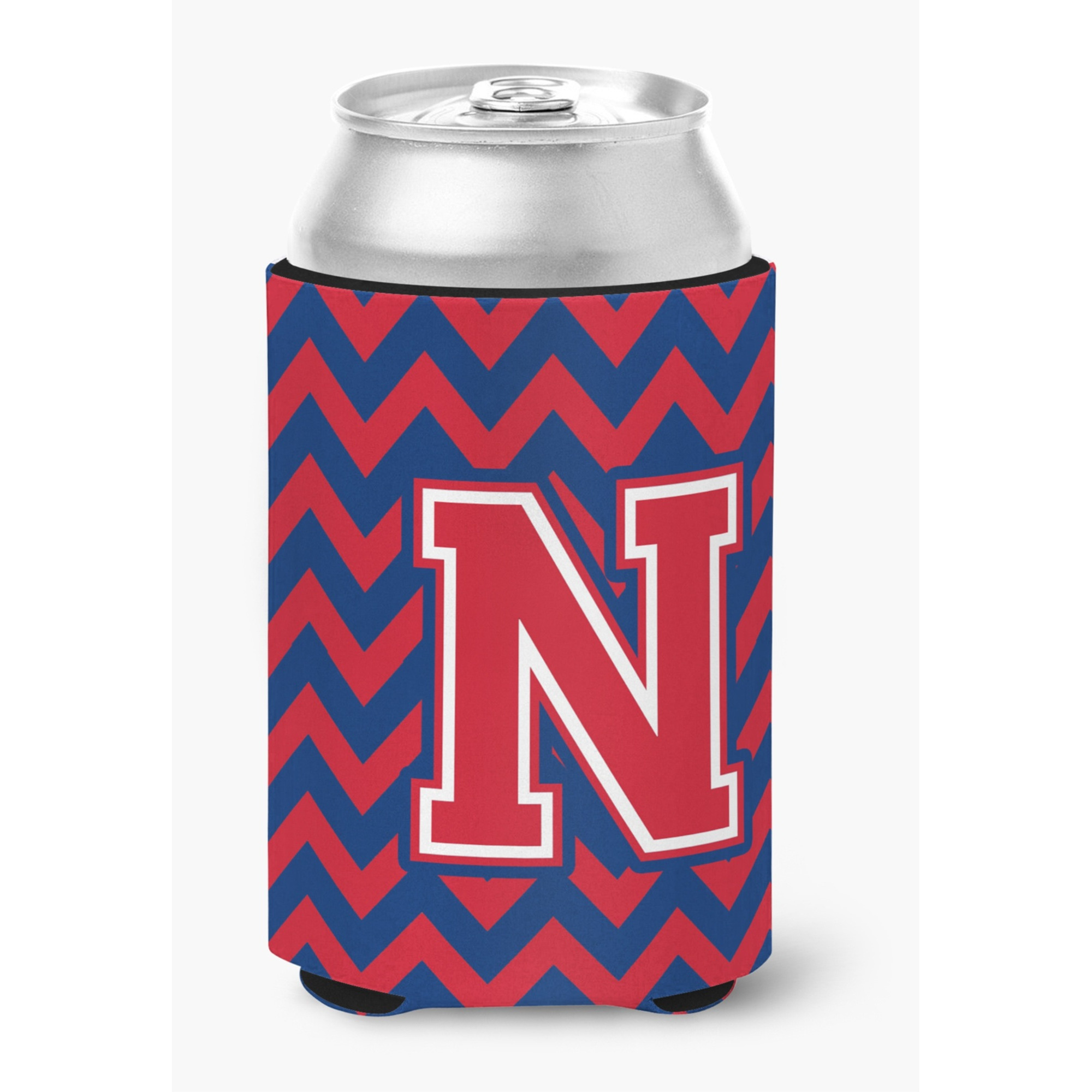 &quotCaroline's Treasures CJ1054-NCC Letter N Chevron Yale Blue and Crimson Can or Bottle Hugger, Multicolor"