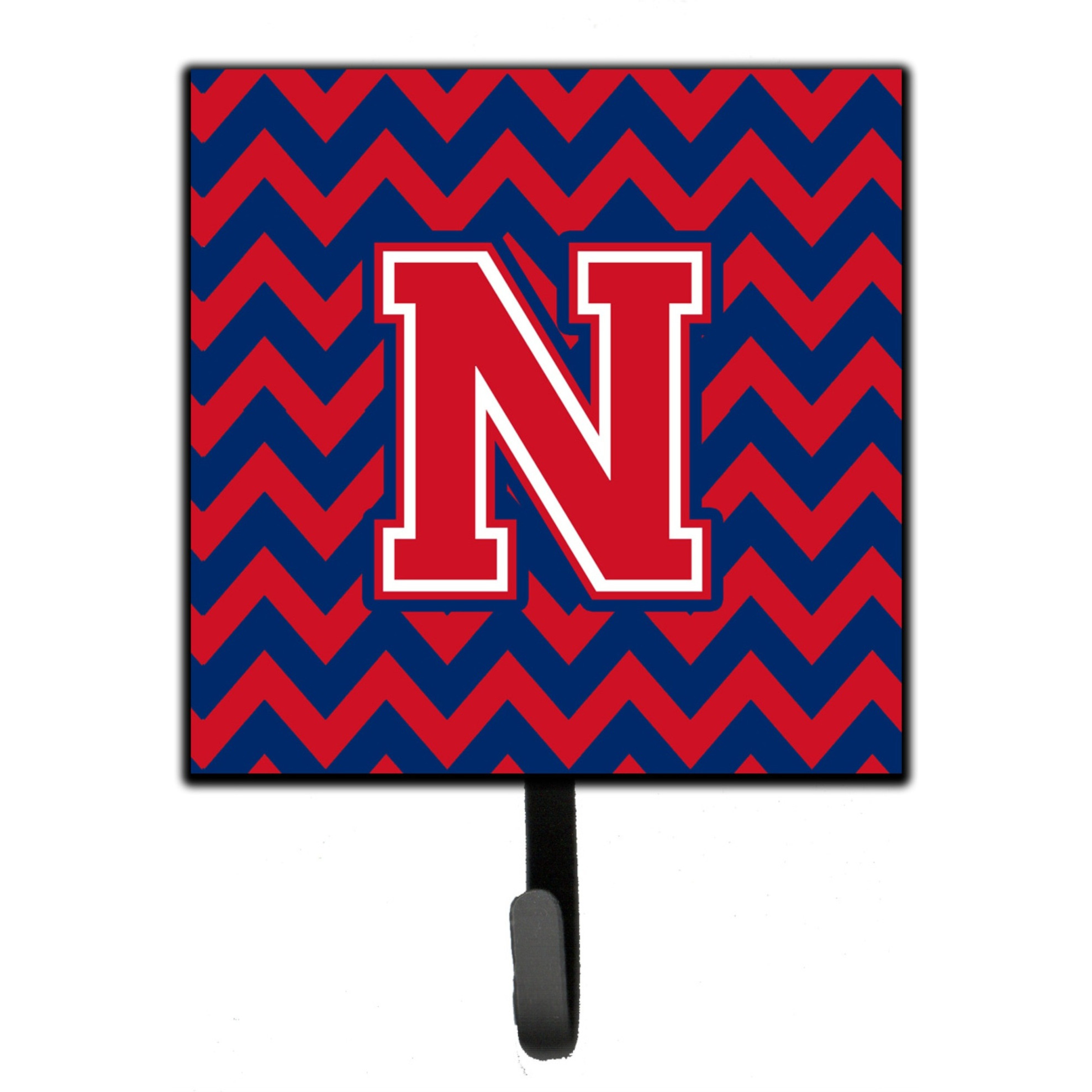&quotCaroline's Treasures Letter N Chevron Yale Blue and Crimson Leash or Key Holder CJ1054-NSH4, Small, Multicolor"