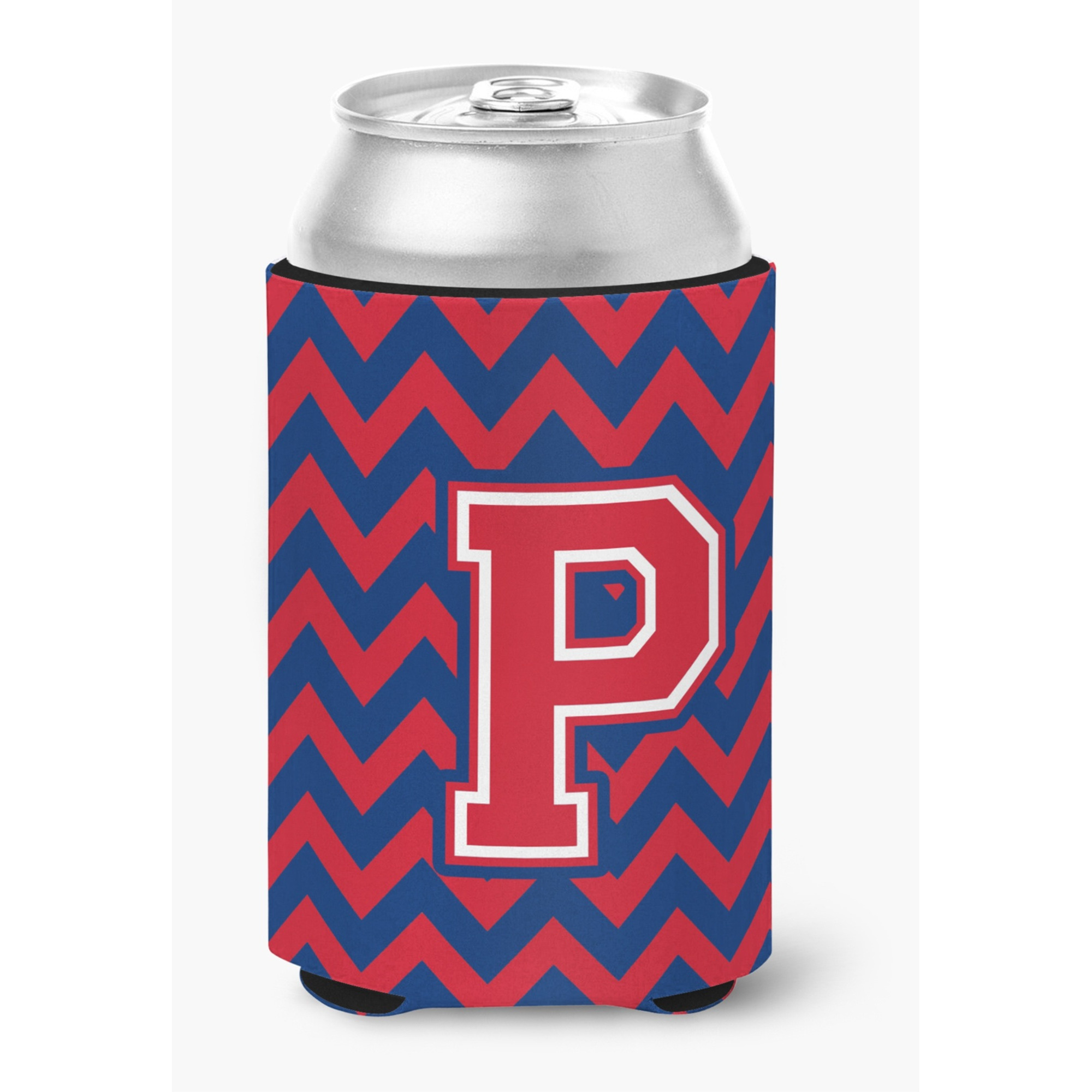 &quotCaroline's Treasures CJ1054-PCC Letter P Chevron Yale Blue and Crimson Can or Bottle Hugger, Multicolor"
