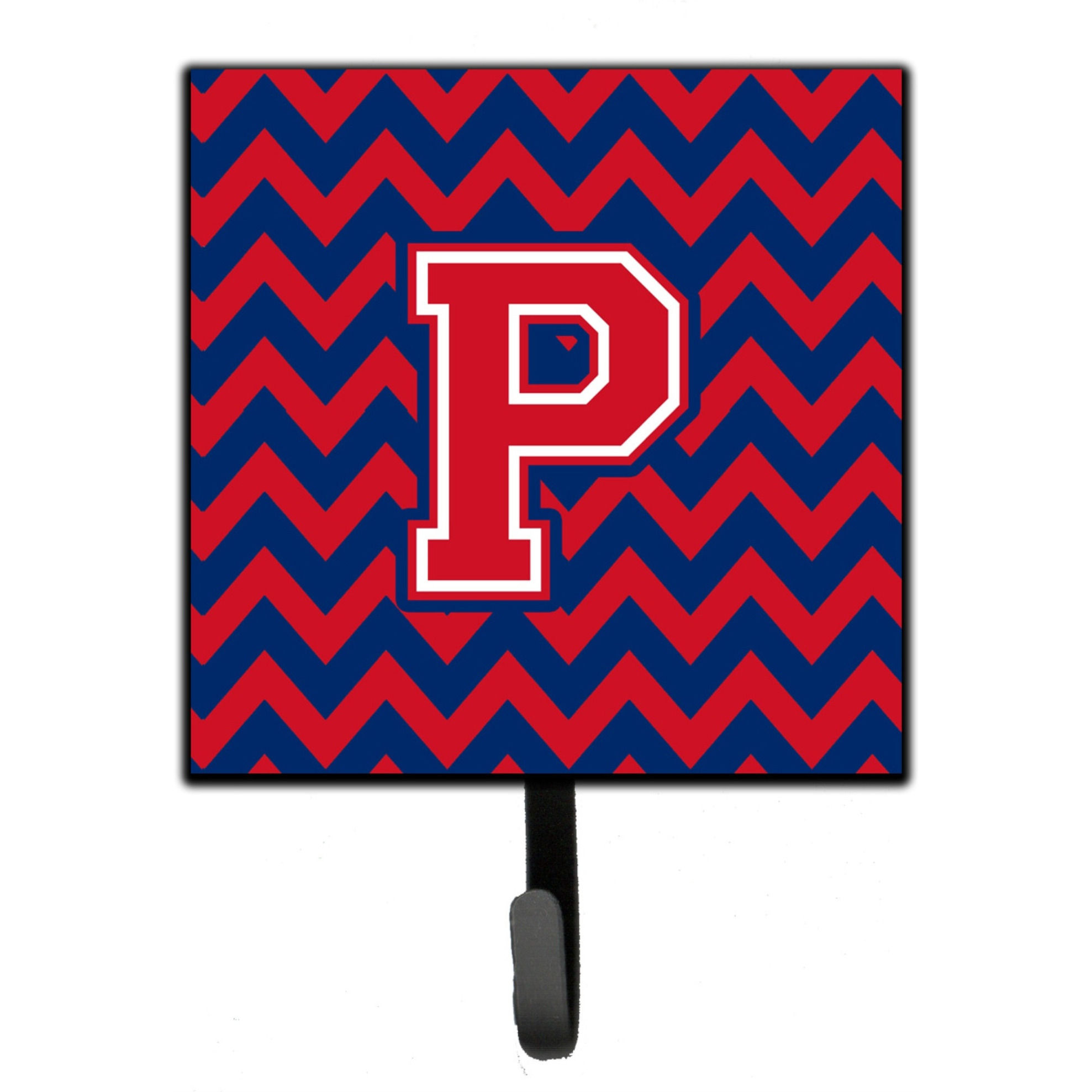 &quotCaroline's Treasures Letter P Chevron Yale Blue and Crimson Leash or Key Holder CJ1054-PSH4, Small, Multicolor"