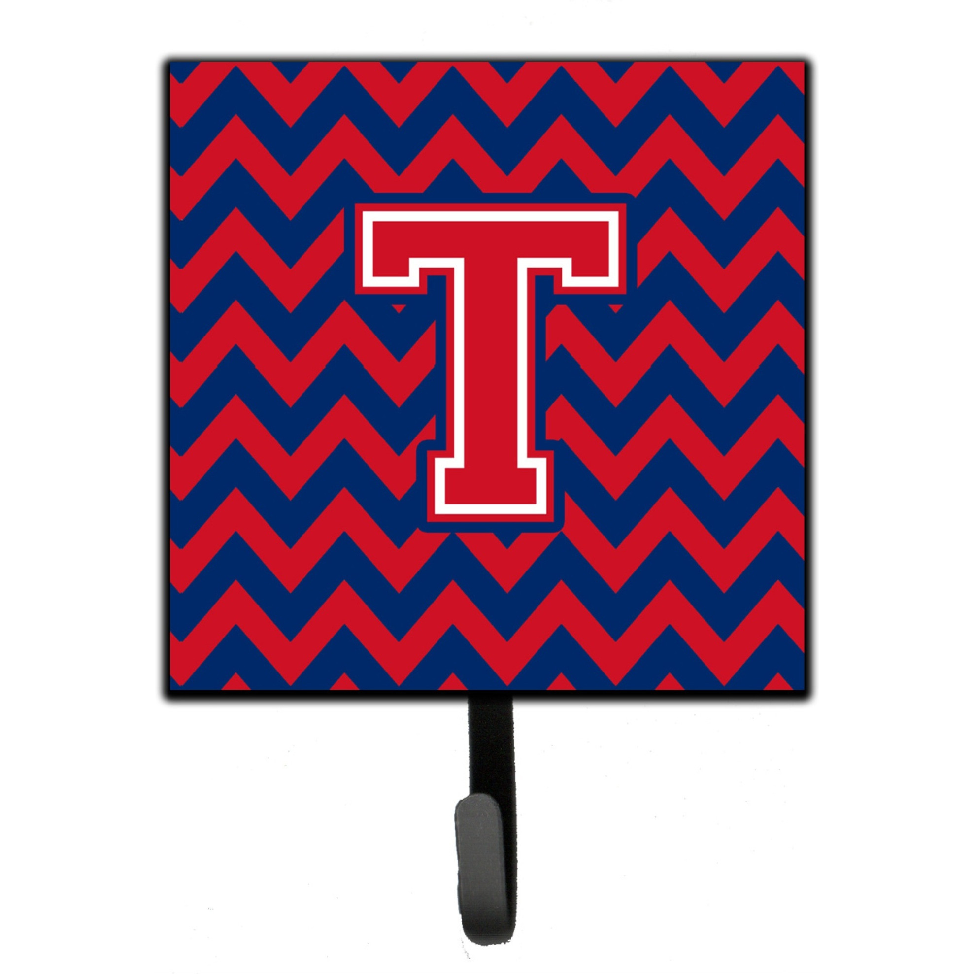 &quotCaroline's Treasures Letter T Chevron Yale Blue and Crimson Leash or Key Holder CJ1054-TSH4, Small, Multicolor"