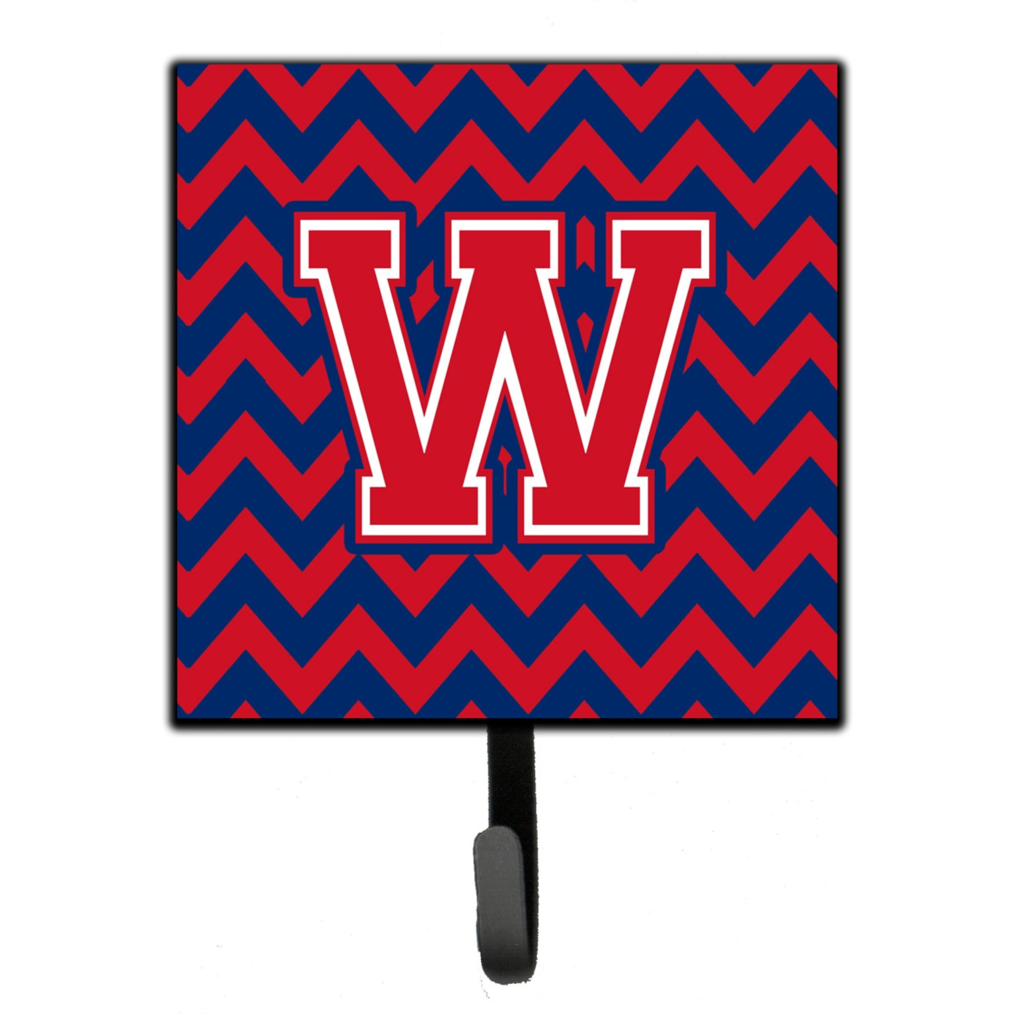 &quotCaroline's Treasures Letter W Chevron Yale Blue and Crimson Leash or Key Holder CJ1054-WSH4, Small, Multicolor"