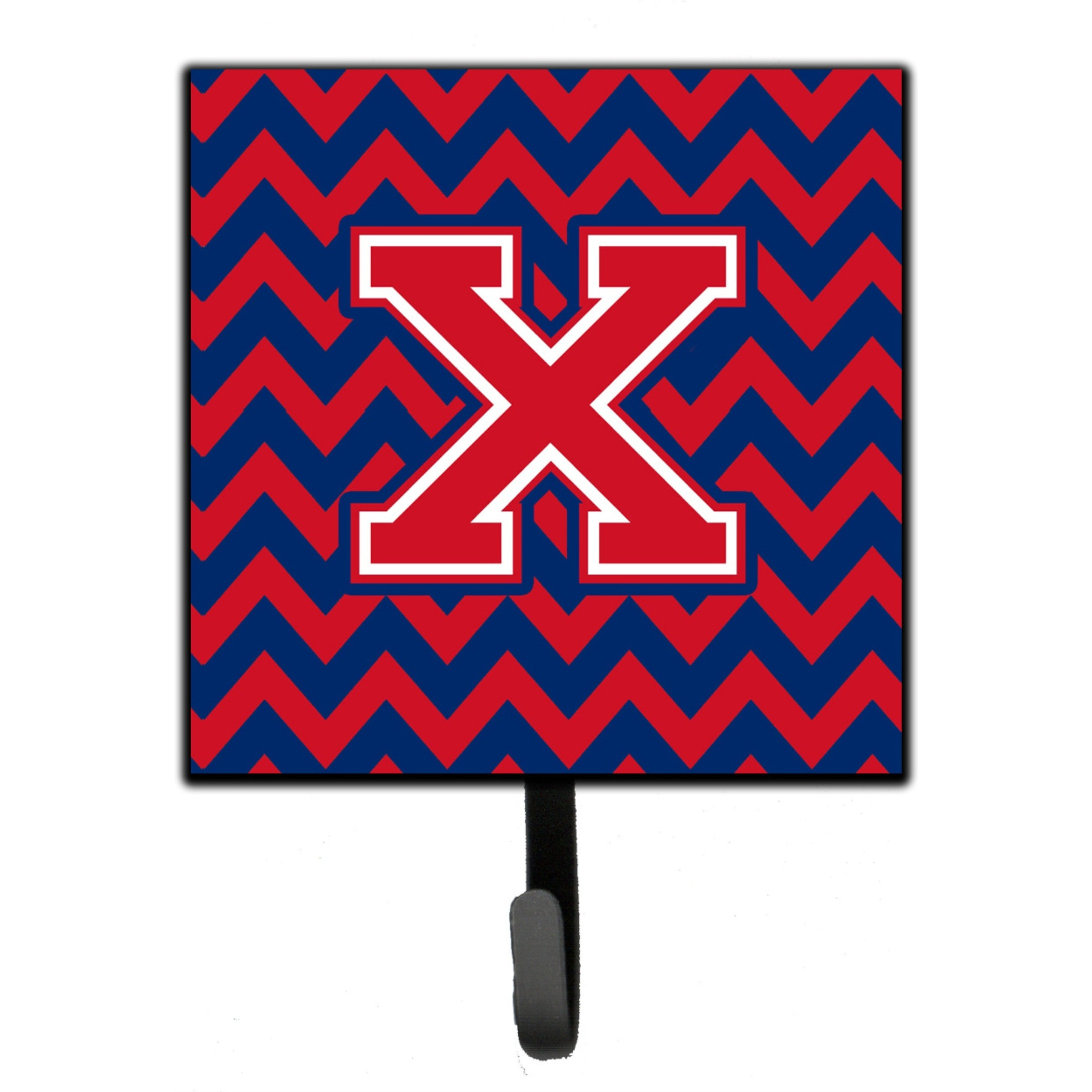 &quotCaroline's Treasures Letter X Chevron Yale Blue and Crimson Leash or Key Holder CJ1054-XSH4, Small, Multicolor"