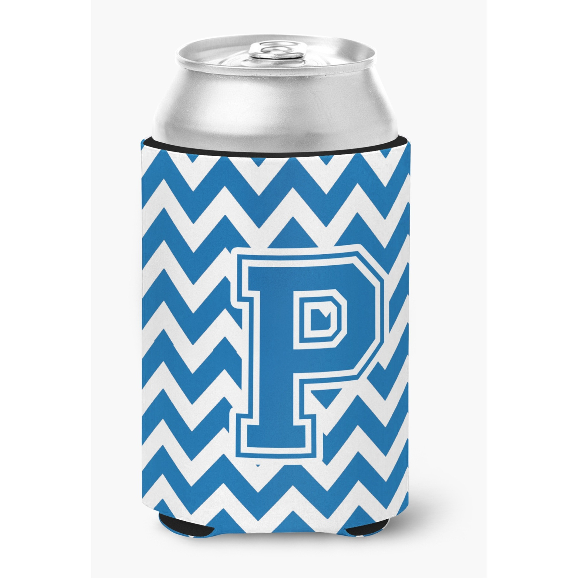 &quotCaroline's Treasures CJ1056-PCC Letter P Chevron Blue and White Can or Bottle Hugger, Multicolor"