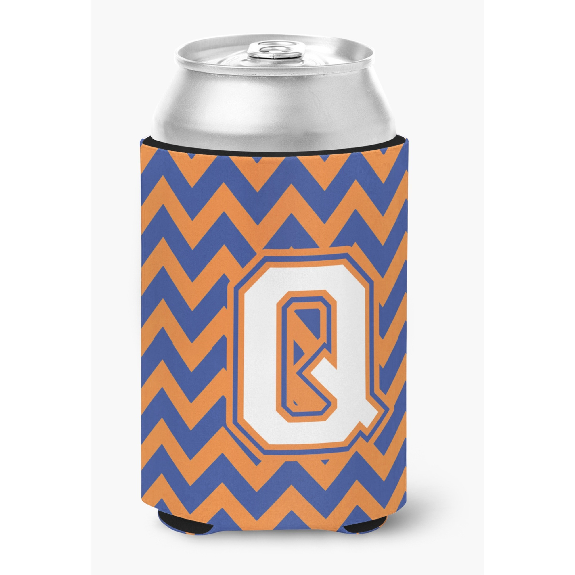 &quotCaroline's Treasures CJ1060-QCC Letter Q Chevron Blue and Orange 3 Can or Bottle Hugger, Multicolor"