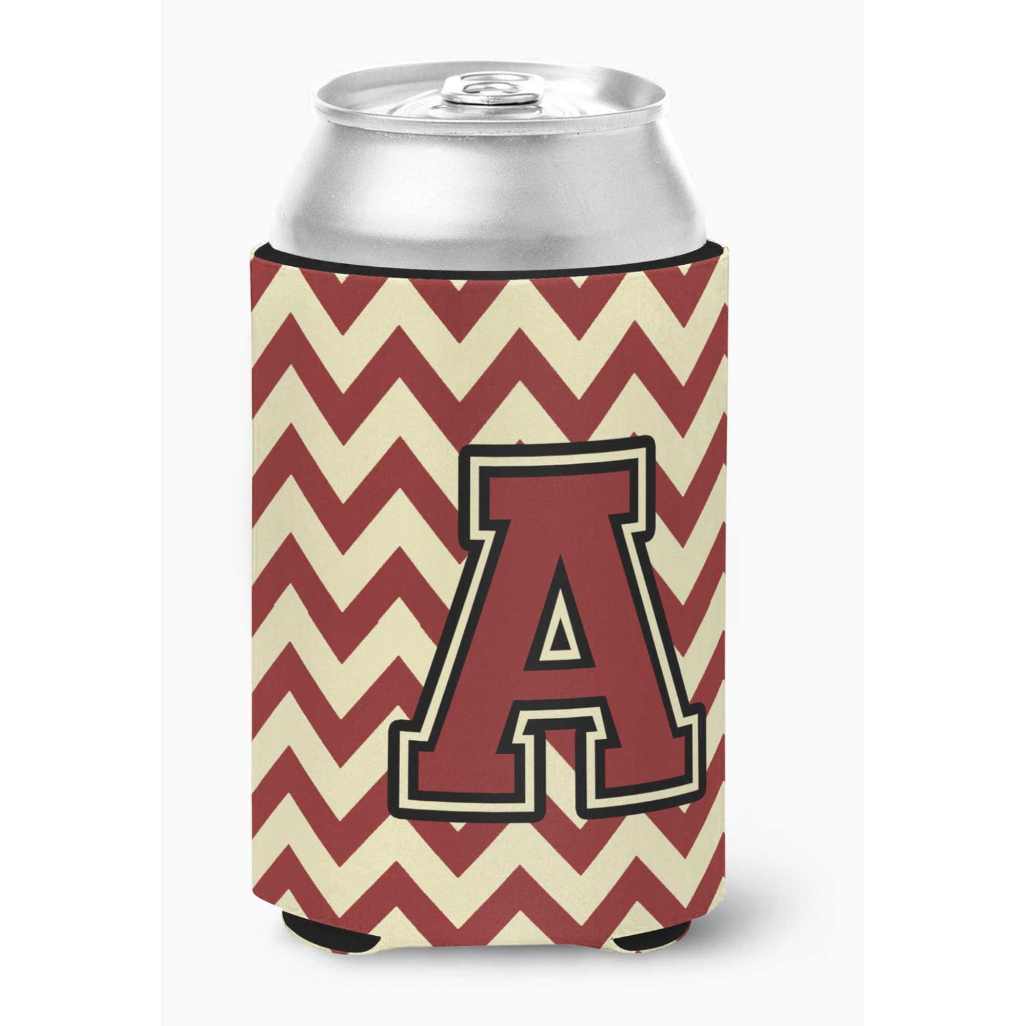 &quotCaroline's Treasures CJ1061-ACC Letter A Chevron Maroon and Gold Can or Bottle Hugger, Multicolor"