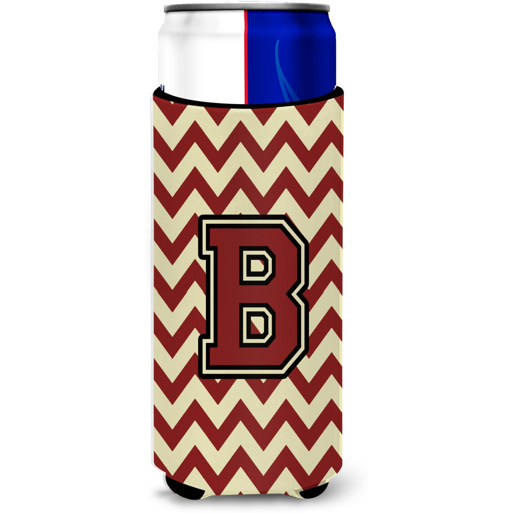 Letter B Chevron Maroon and Gold Ultra Beverage Insulators for slim cans CJ1061-BMUK
