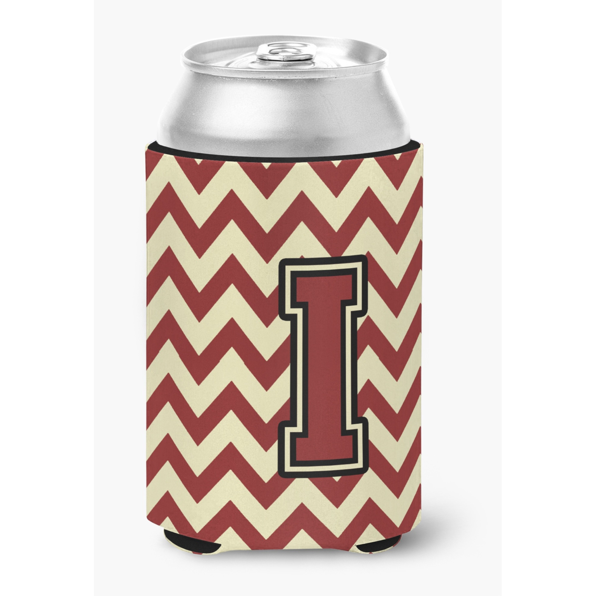 &quotCaroline's Treasures CJ1061-ICC Letter I Chevron Maroon and Gold Can or Bottle Hugger, Multicolor"