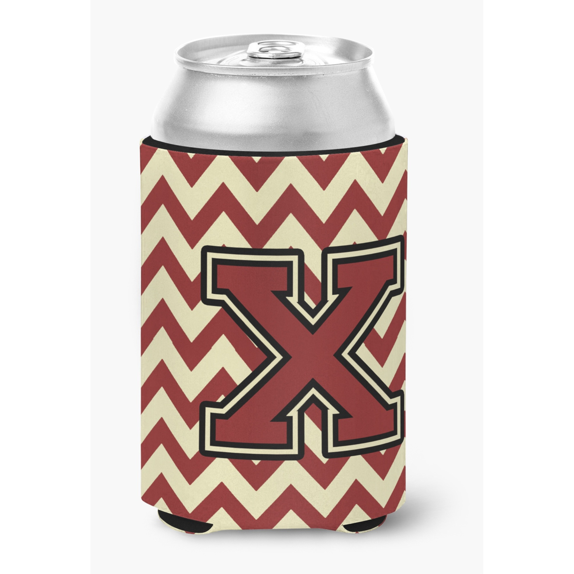 &quotCaroline's Treasures CJ1061-XCC Letter X Chevron Maroon and Gold Can or Bottle Hugger, Multicolor"