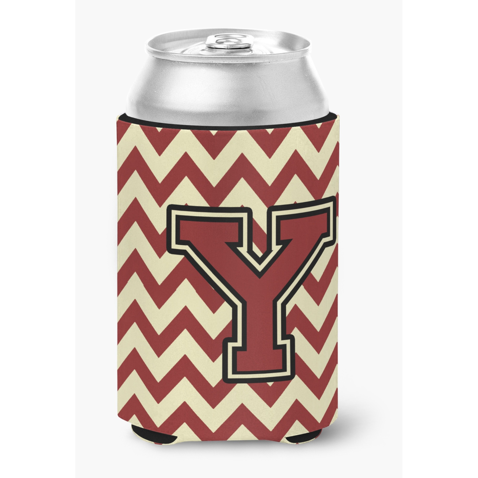 &quotCaroline's Treasures CJ1061-YCC Letter Y Chevron Maroon and Gold Can or Bottle Hugger, Multicolor"