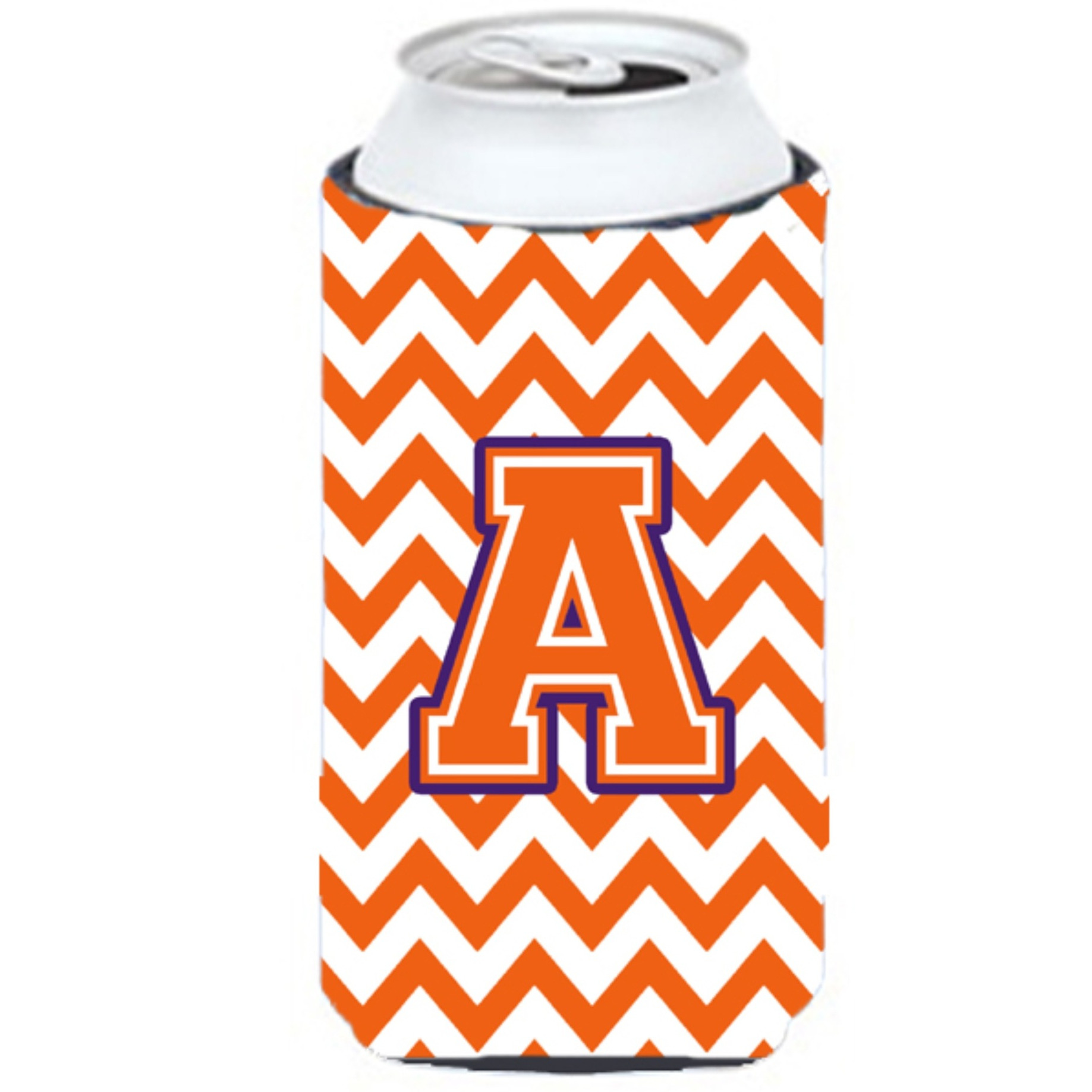 Letter A Chevron Orange and Regalia Tall Boy Beverage Insulator Hugger CJ1062-ATBC