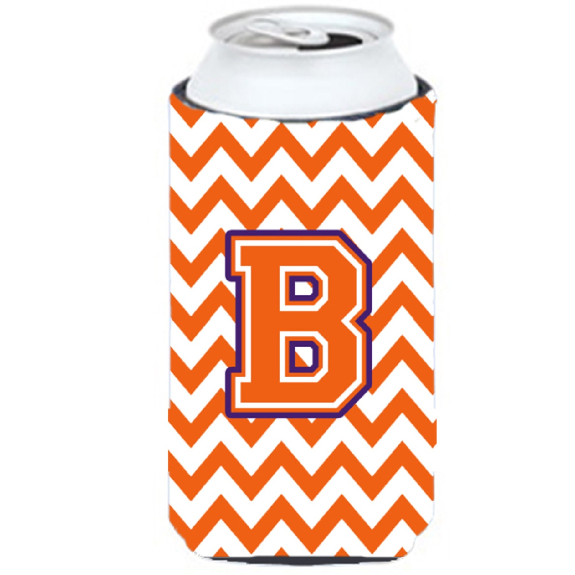 &quotCaroline's Treasures CJ1062-BTBC Letter B Chevron Orange and Regalia Tall Boy Koozie Hugger, Multicolor"