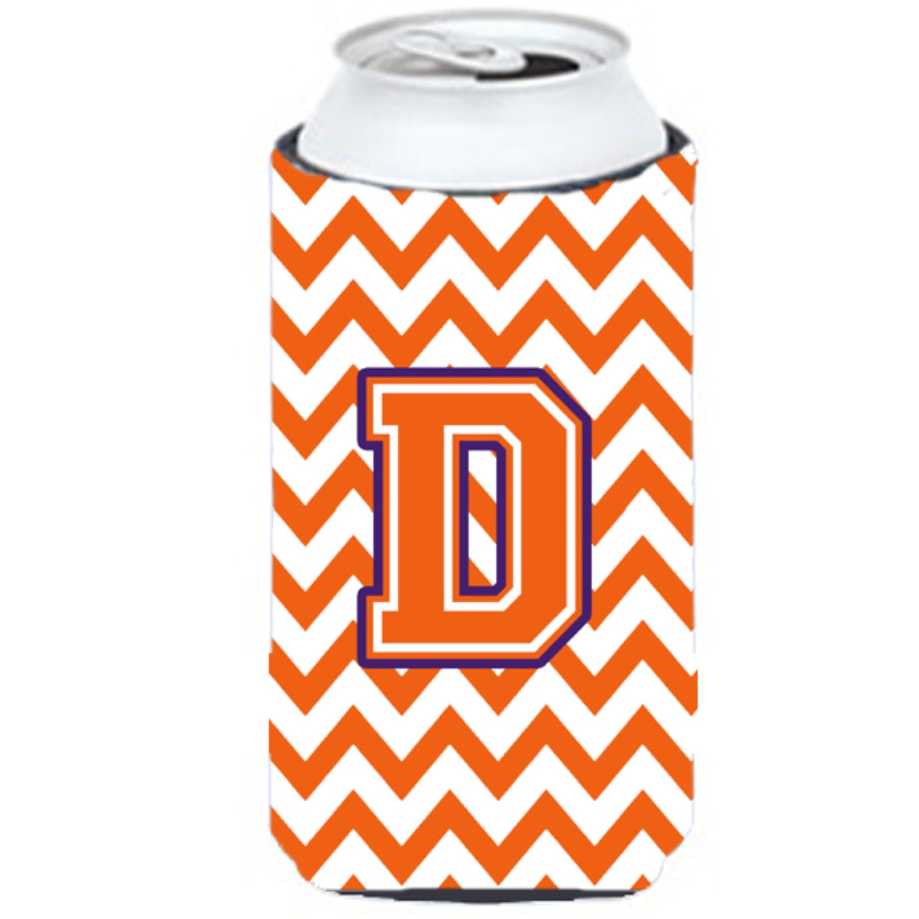 Letter D Chevron Orange and Regalia Tall Boy Beverage Insulator Hugger CJ1062-DTBC