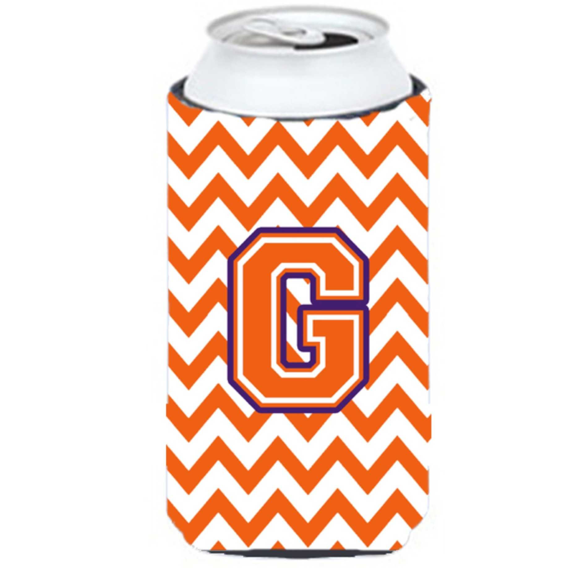 Letter G Chevron Orange and Regalia Tall Boy Beverage Insulator Hugger CJ1062-GTBC