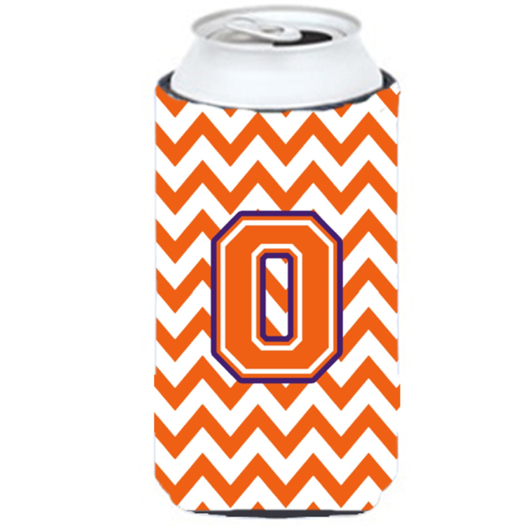 Letter O Chevron Orange and Regalia Tall Boy Beverage Insulator Hugger CJ1062-OTBC